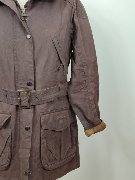 Giacca Barbour da donna con cintura marrone tg.44 Uk14-Wax Brown Lady Rebel Jacket Uk14