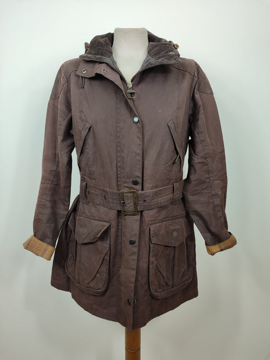 Giacca Barbour da donna con cintura marrone tg.44 Uk14-Wax Brown Lady Rebel Jacket Uk14
