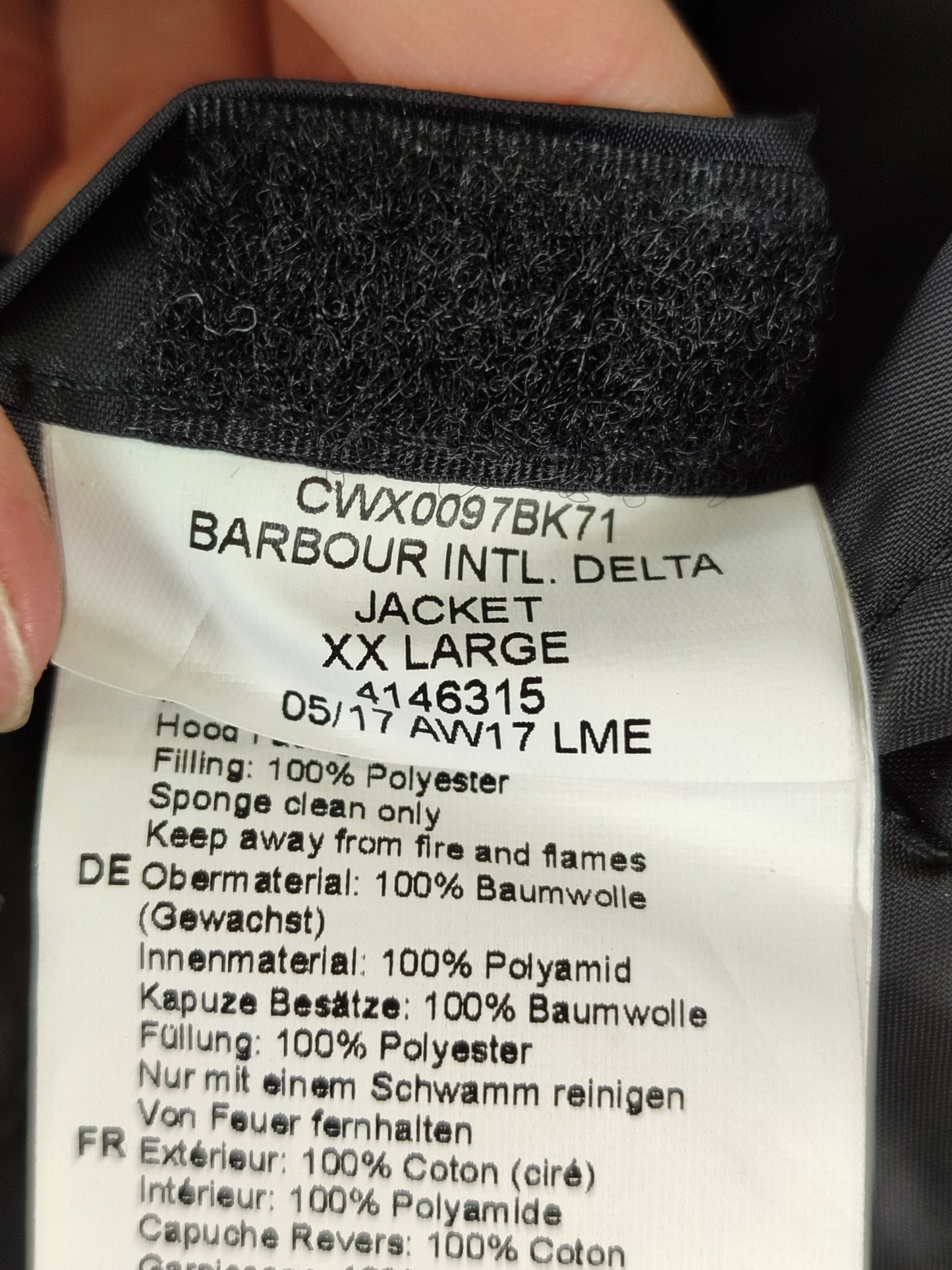 Giacca Barbour International Bambino/a nero XXL-Delta black wax kid Jacket size XXL