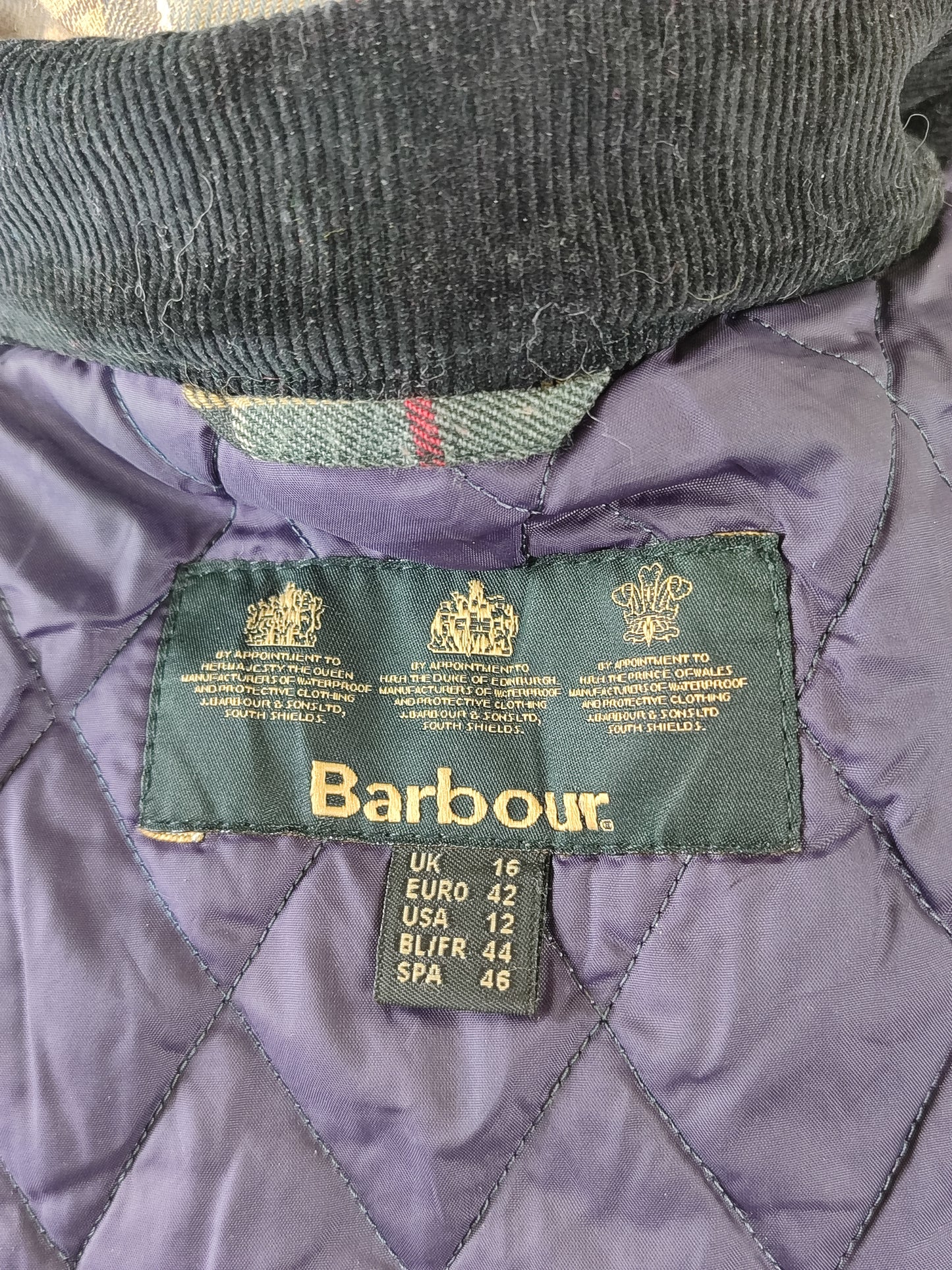 Giacca Barbour donna viola Rebel UK16 tg. 44/46 Purple Lady Wax Rebel jacket size uk16