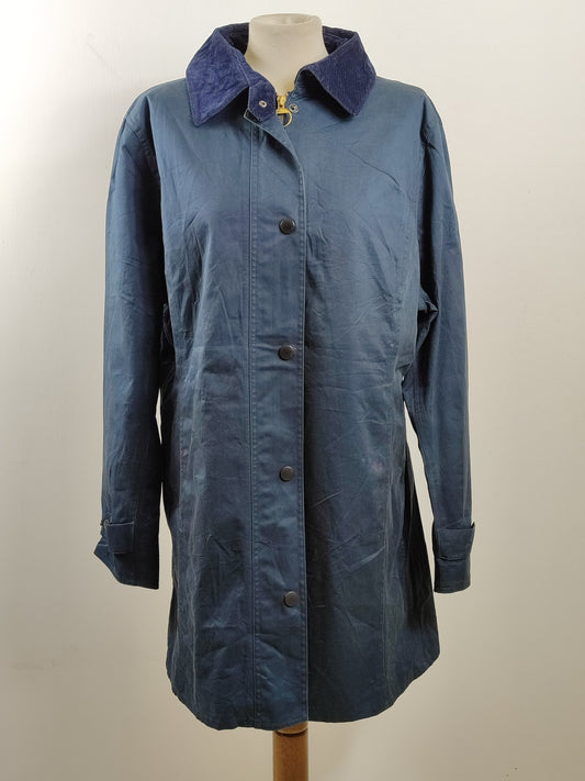 Giacca Barbour blu in cotone non cerato UNISEX Tg.44 Navy Waterproof coat size UK16