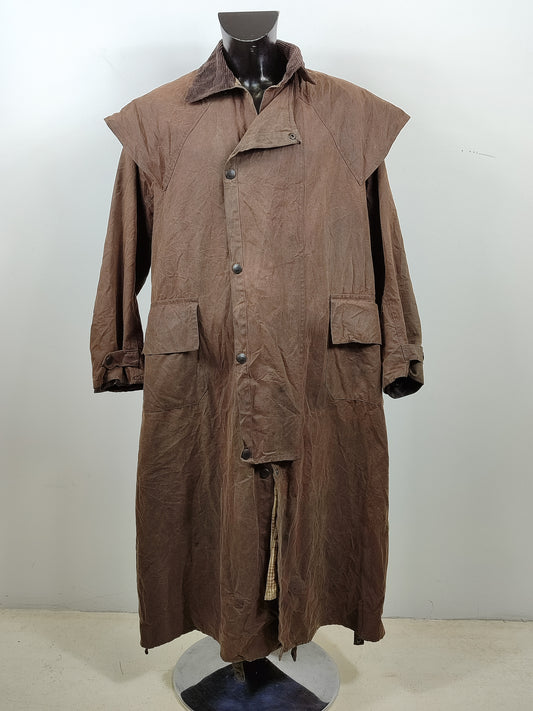 RARO Cappotto Barbour STOCKMAN marrone Medium Man Brown wax Long Coat Size M
