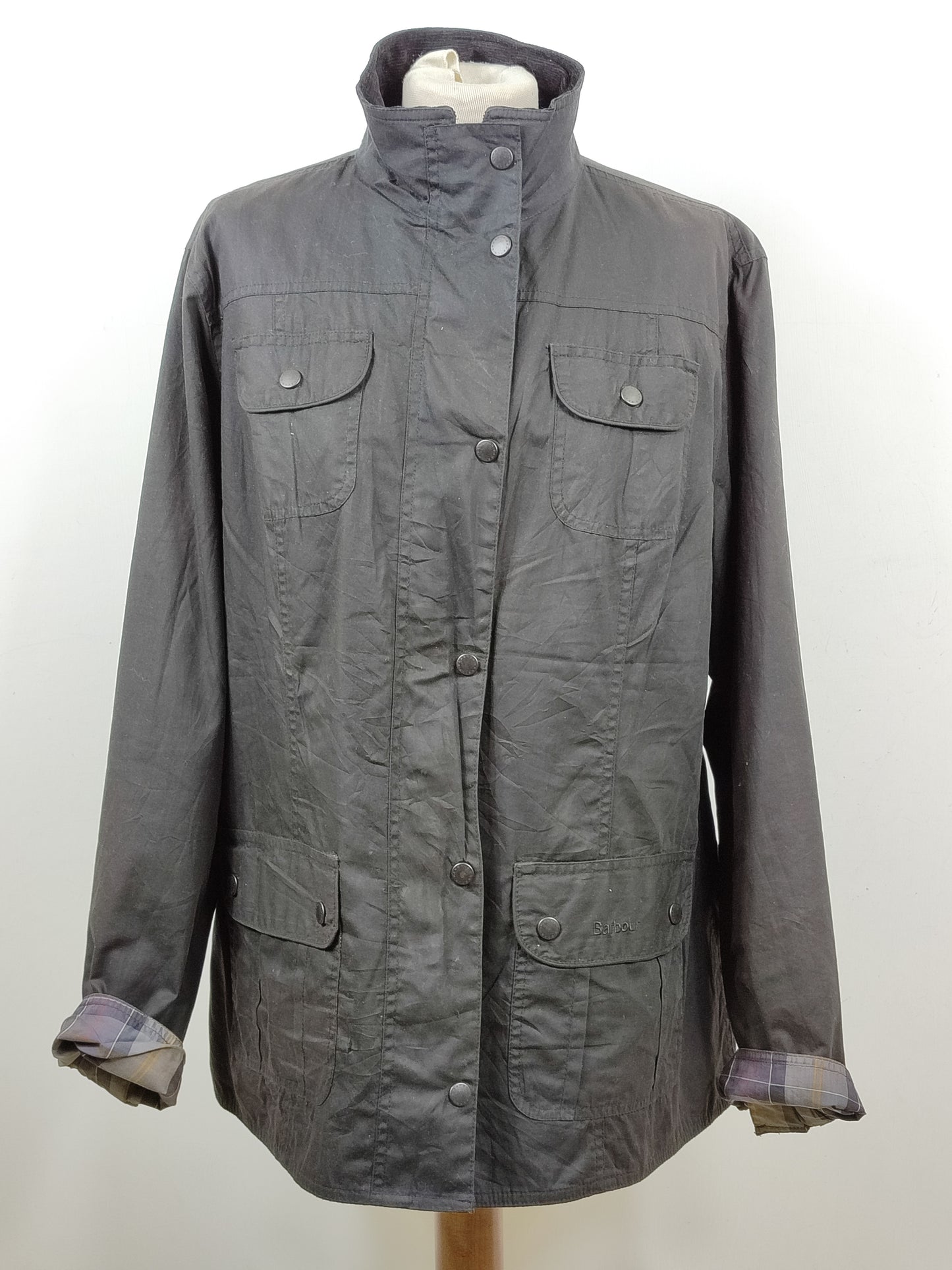 Barbour Giacca corta nera cerata Unisex Utility Tg. 48/50 Black Wax Flyweight Utility Uk20