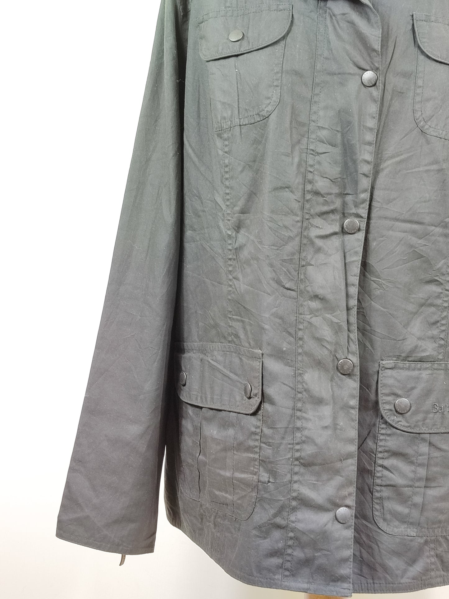 Barbour Giacca corta nera cerata Unisex Utility Tg. 48/50 Black Wax Flyweight Utility Uk20