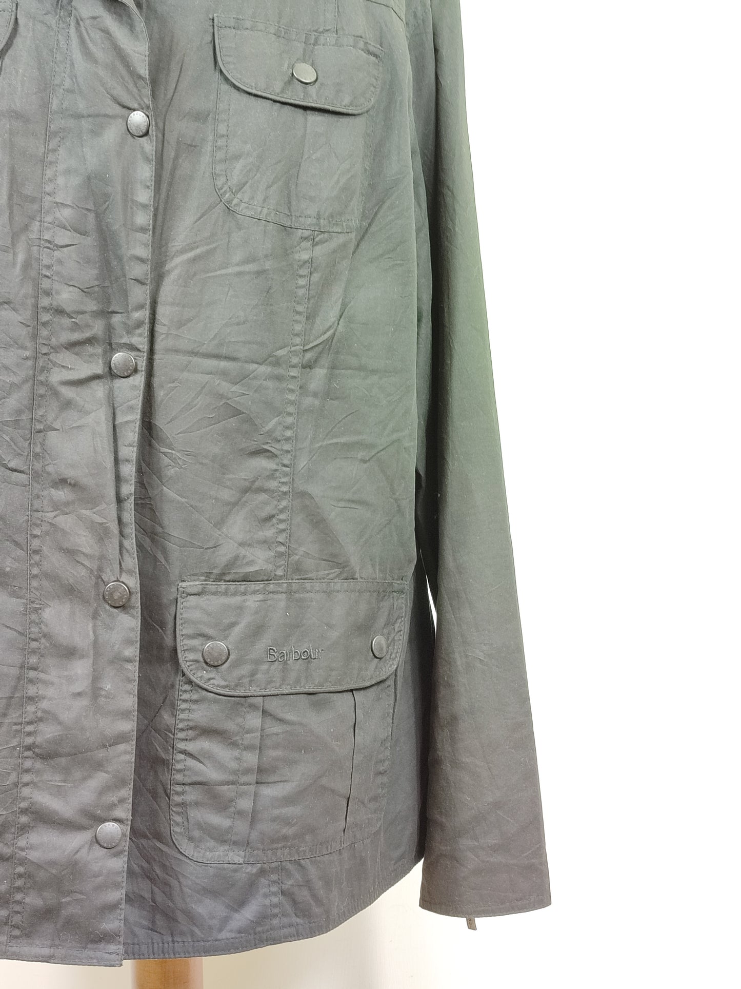 Barbour Giacca corta nera cerata Unisex Utility Tg. 48/50 Black Wax Flyweight Utility Uk20