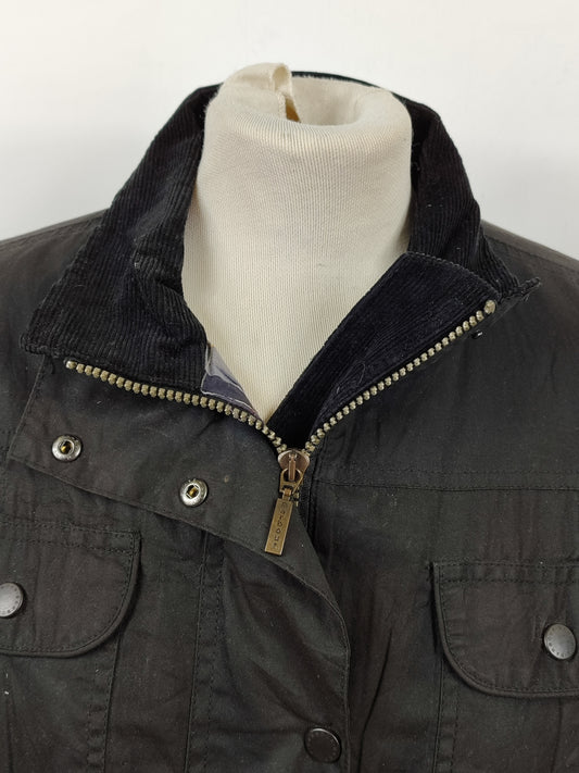 Barbour Giacca corta nera cerata Unisex Utility Tg. 48/50 Black Wax Flyweight Utility Uk20