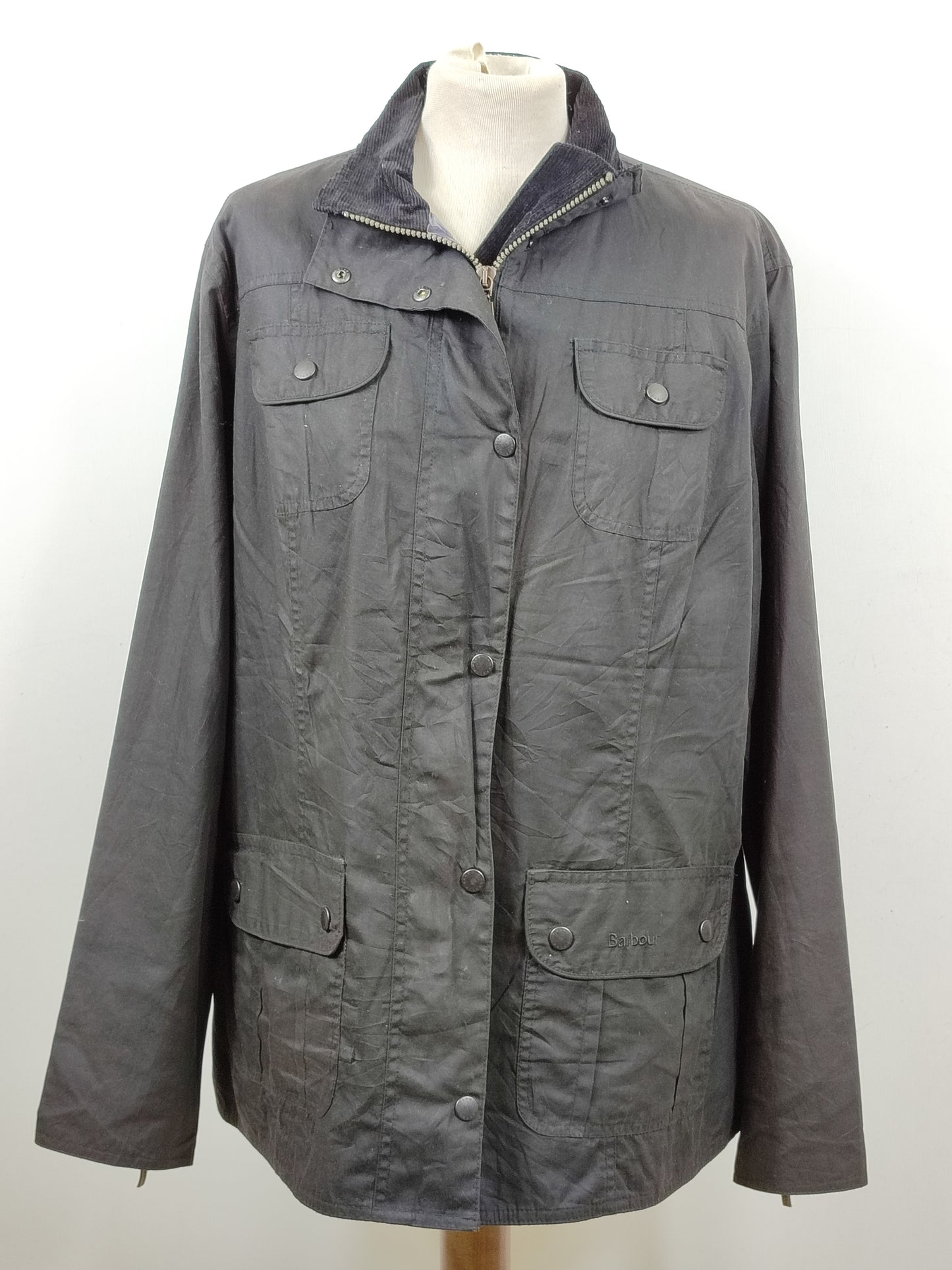 Barbour Giacca corta nera cerata Unisex Utility Tg. 48/50 Black Wax Flyweight Utility Uk20