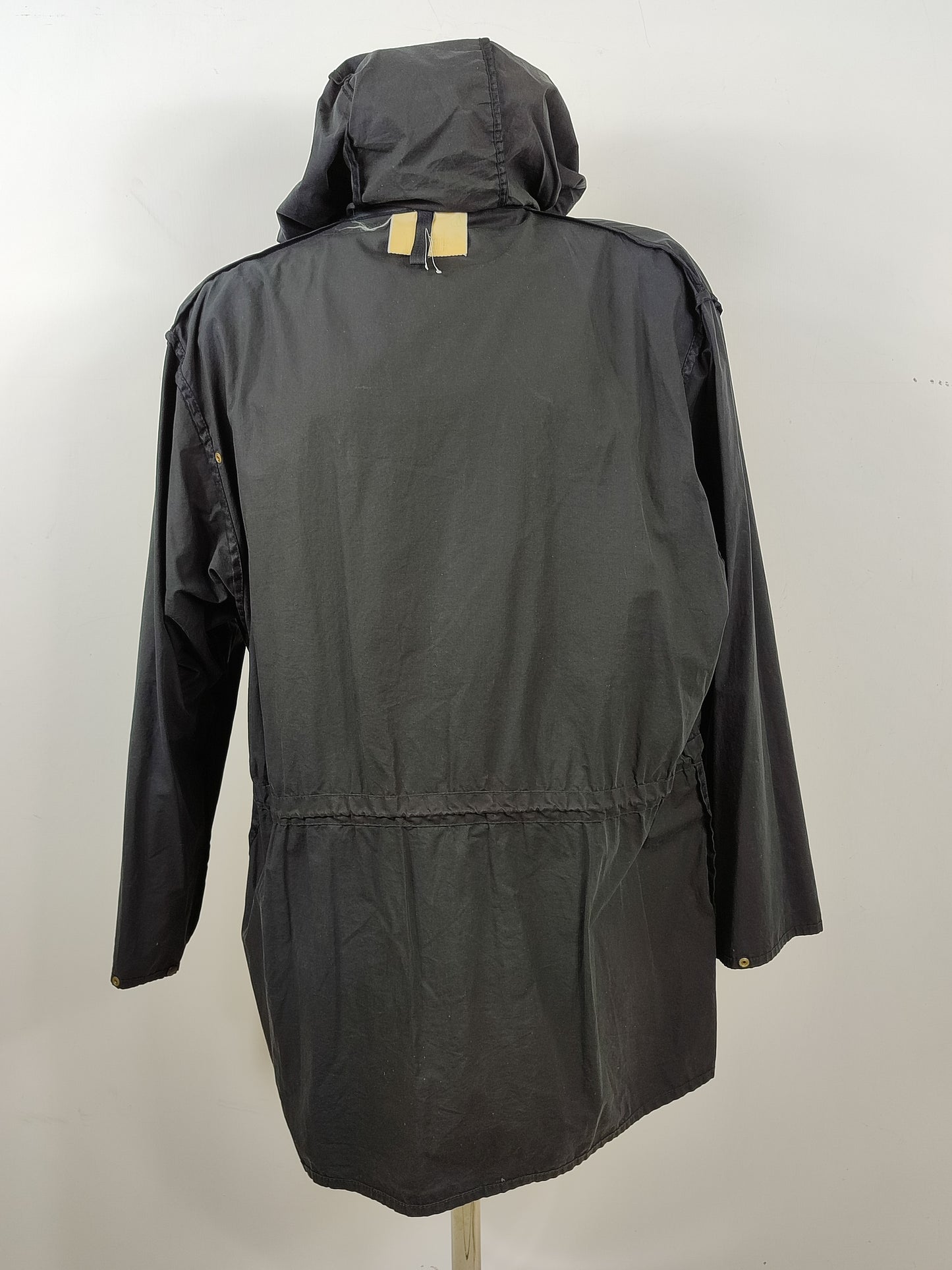 RARO Barbour vintage Durham blu con cappuccio C44/112 cm Navy Unlined Hooded waxed Durham Size L