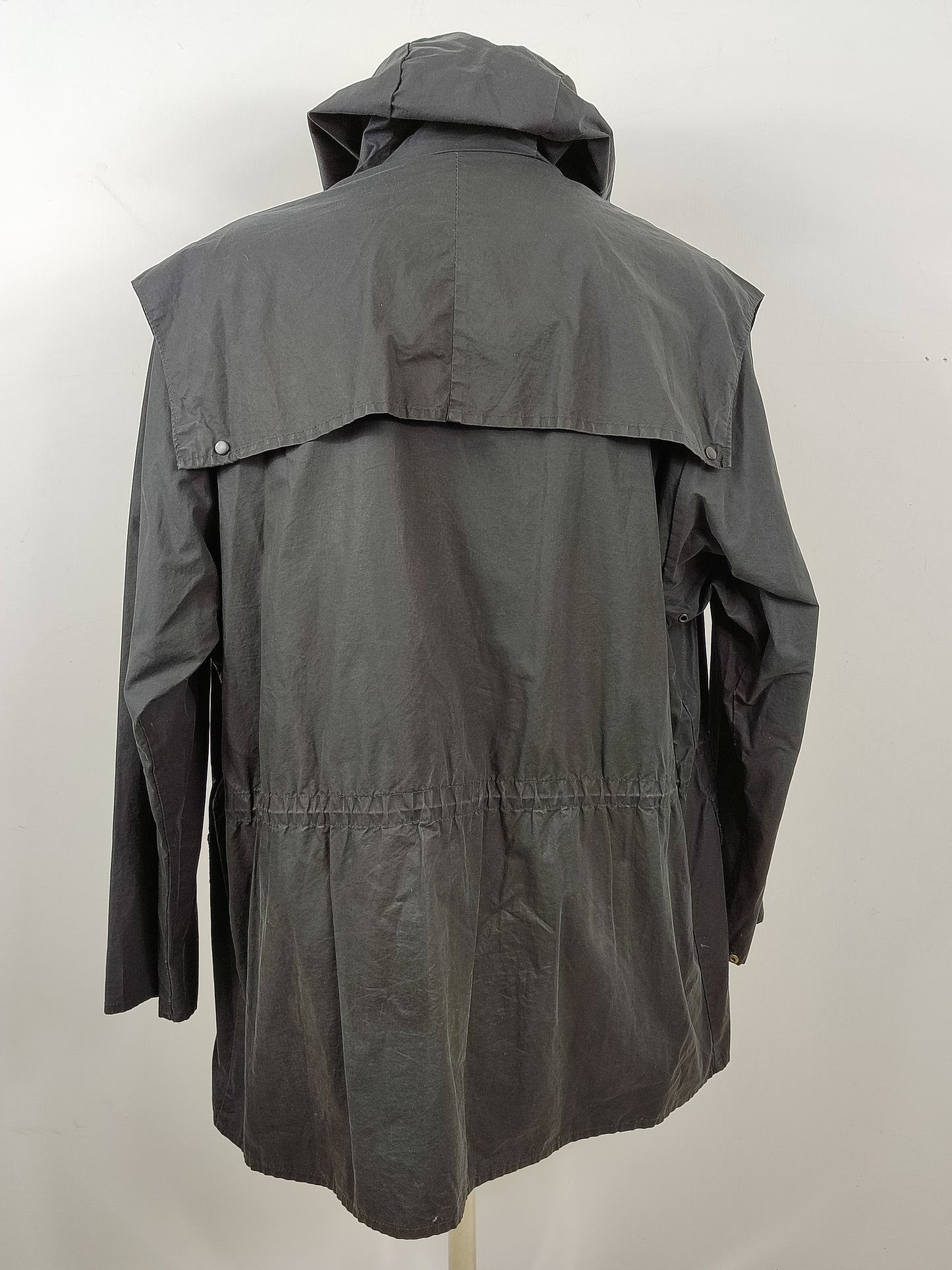 RARO Barbour vintage Durham blu con cappuccio C44/112 cm Navy Unlined Hooded waxed Durham Size L