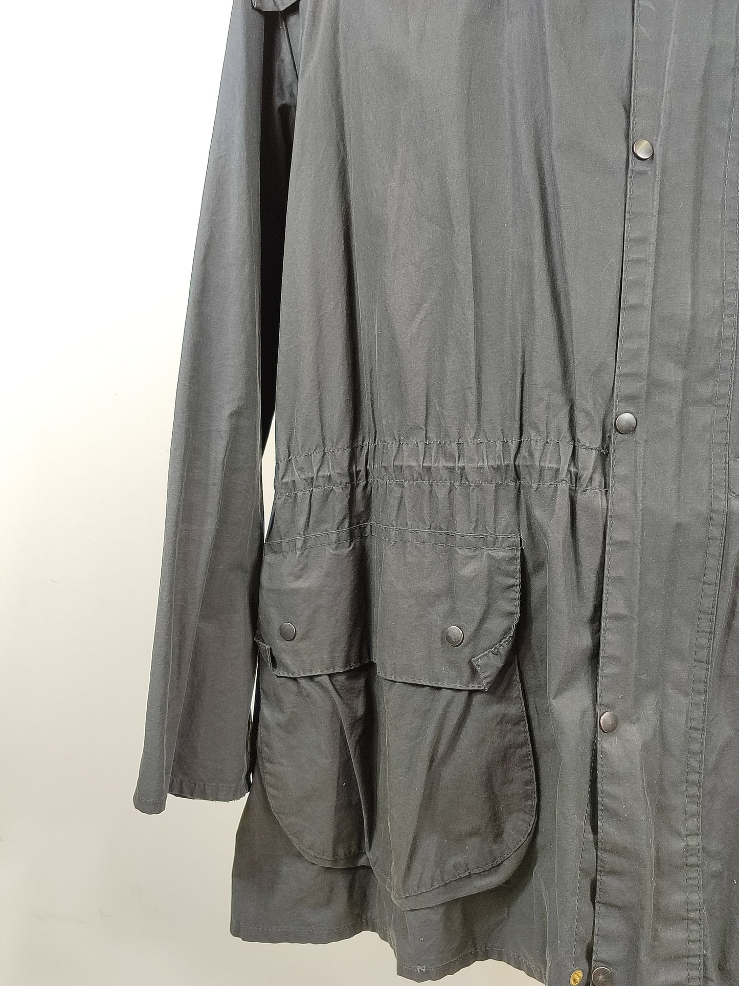 RARO Barbour vintage Durham blu con cappuccio C44/112 cm Navy Unlined Hooded waxed Durham Size L