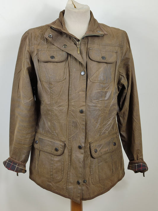 Barbour Giacca corta oliva donna Utility Tg. 42/44 Lady Olive Utility wax Jacket uk14