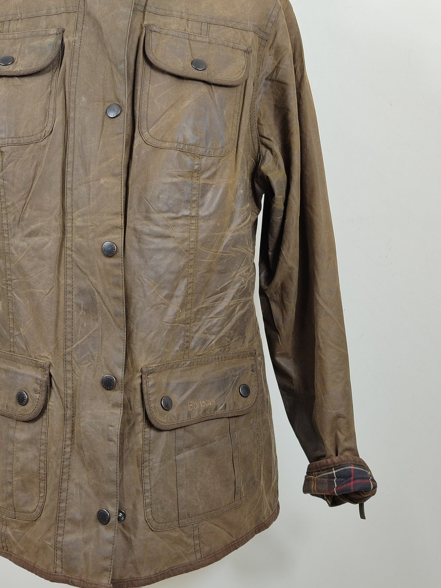 Barbour Giacca corta oliva donna Utility Tg. 42/44 Lady Olive Utility wax Jacket uk14