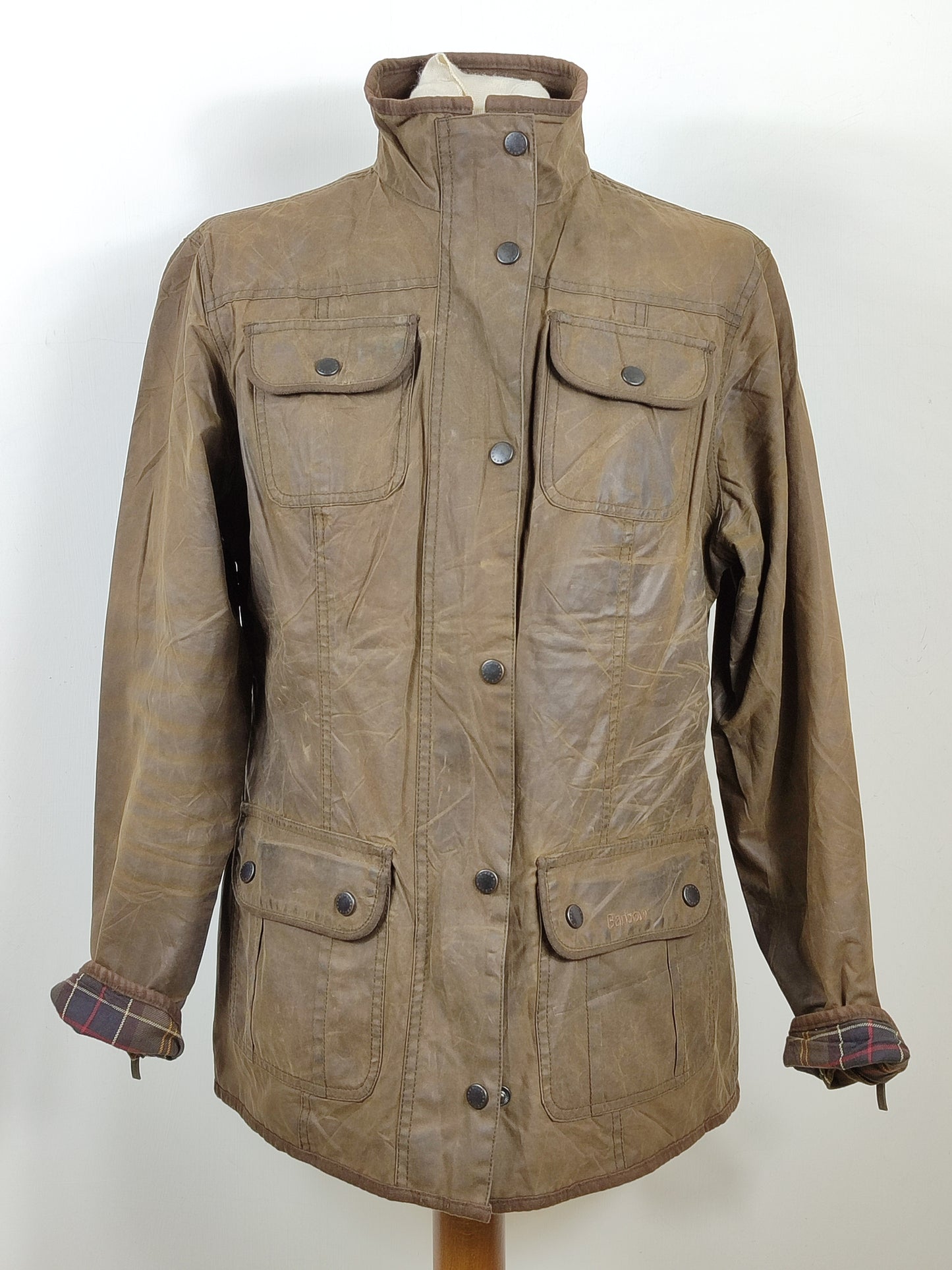 Barbour Giacca corta oliva donna Utility Tg. 42/44 Lady Olive Utility wax Jacket uk14
