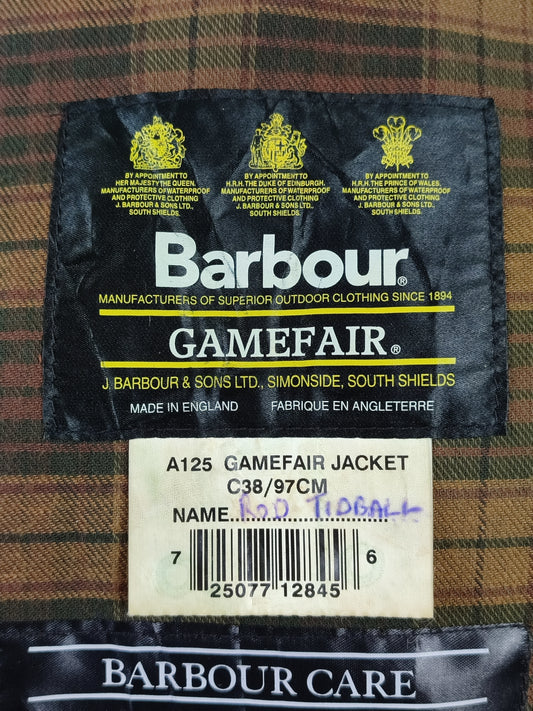 RARA Barbour Gamefair Marrone C38/97 cm Brown Wax Gamefair Jacket c38 Medium