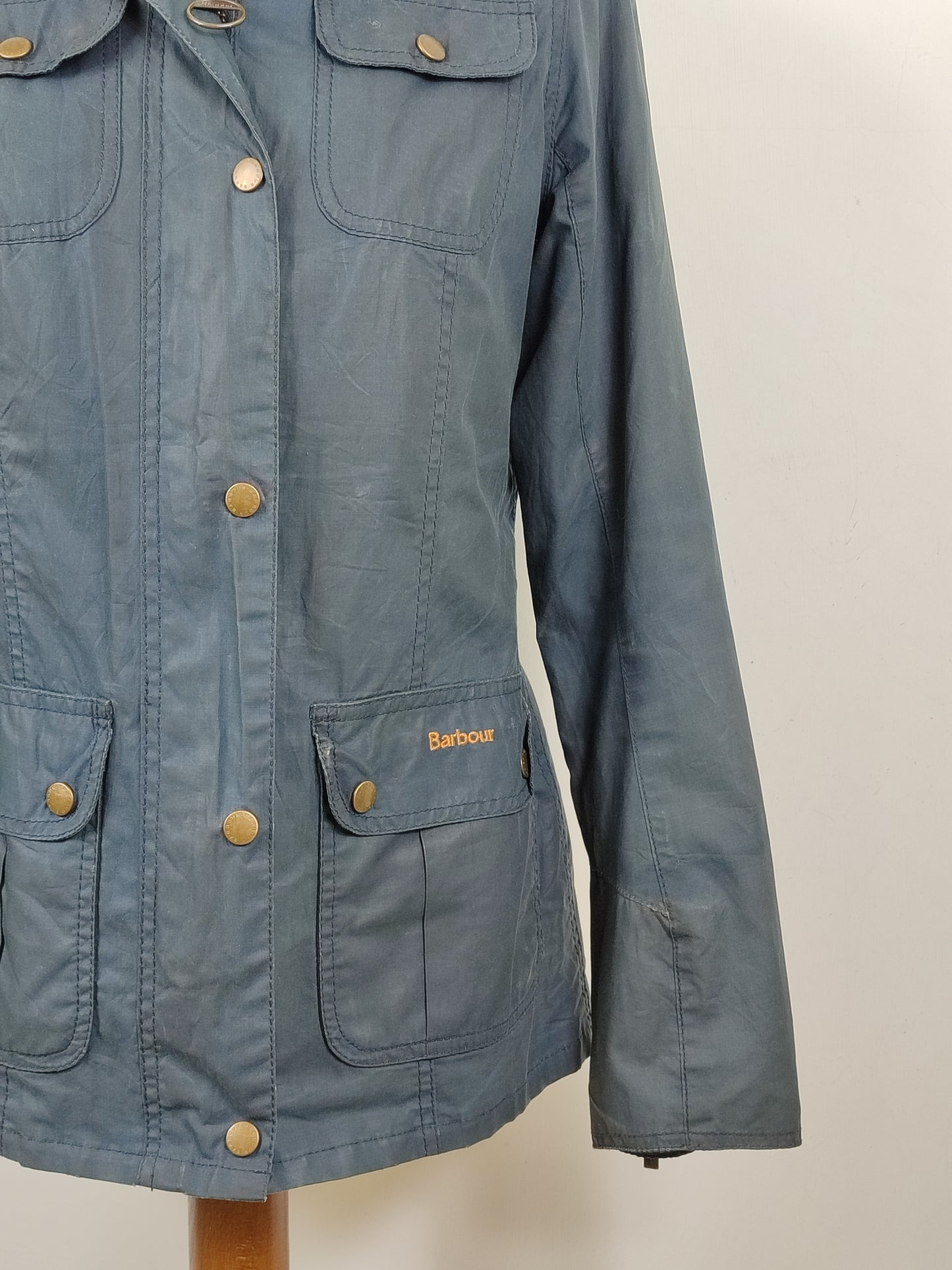 Giacca Barbour Morris corta donna blu UK10 Small  Navy short Lady wax Utility jacket Small tg.40