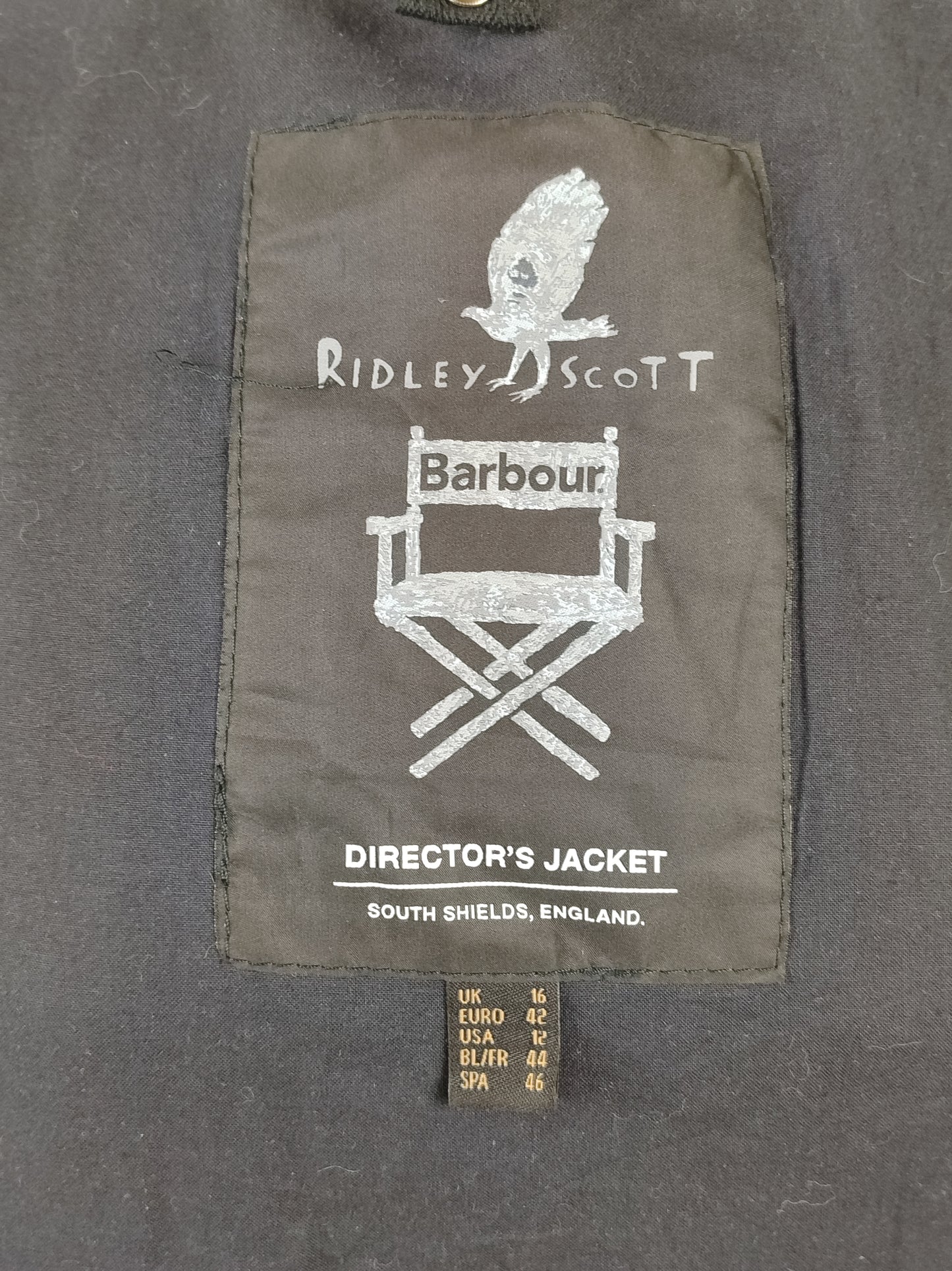 Giacca Barbour cerata nera Reel UNISEX UK16 tg. 46/48 Black Wax Reel jacket with belt size uk16