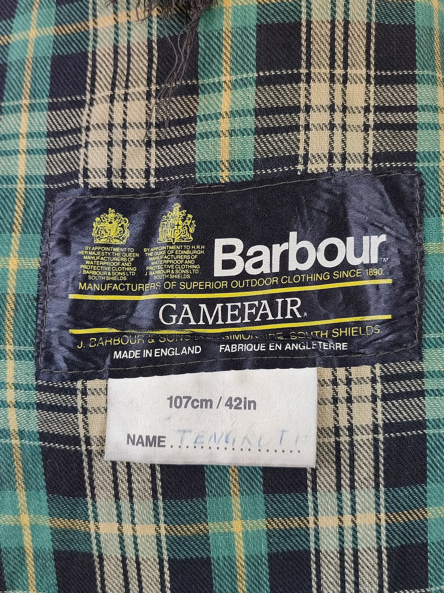 Barbour Gamefair Verde C42/107 cm Green Wax Vintage Gamefair Jacket c42 Large