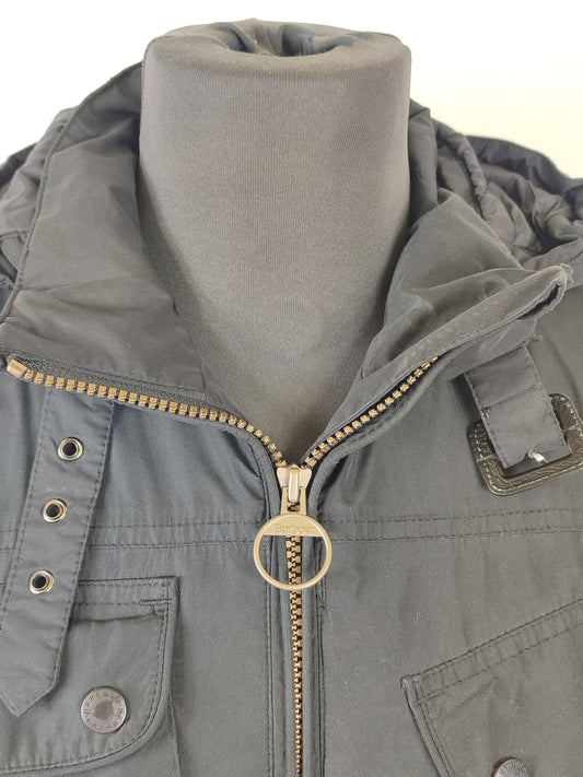 Barbour Giacca Nera antivento e Impermeabile Tg.44 Black Featherweight Parka Uk14