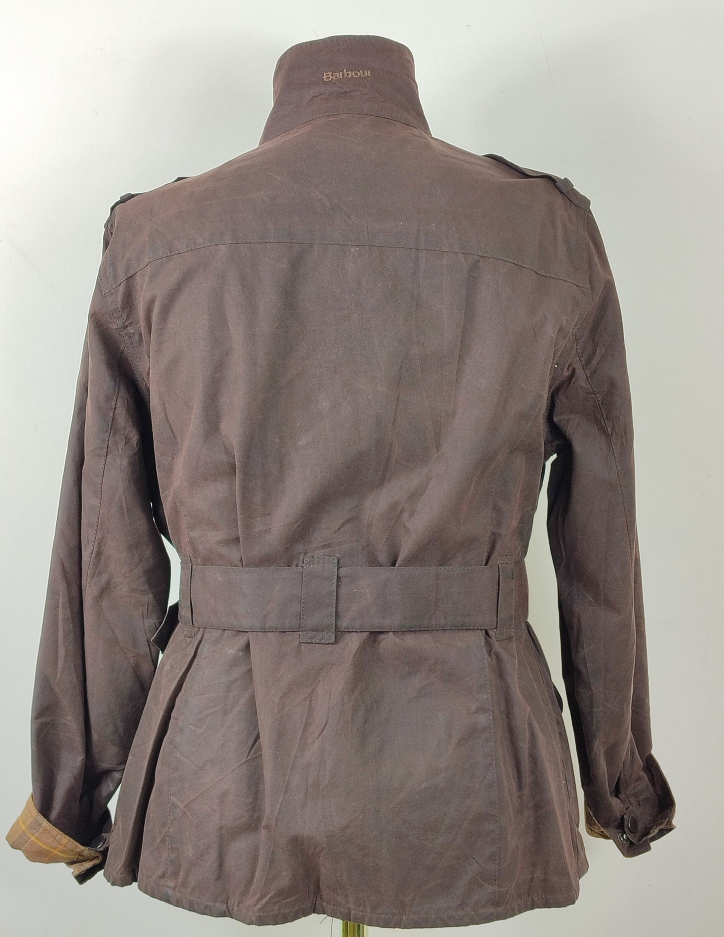 Giacca Barbour donna marrone corta Wax Amelia Medium -Brown lady Jacket Uk14