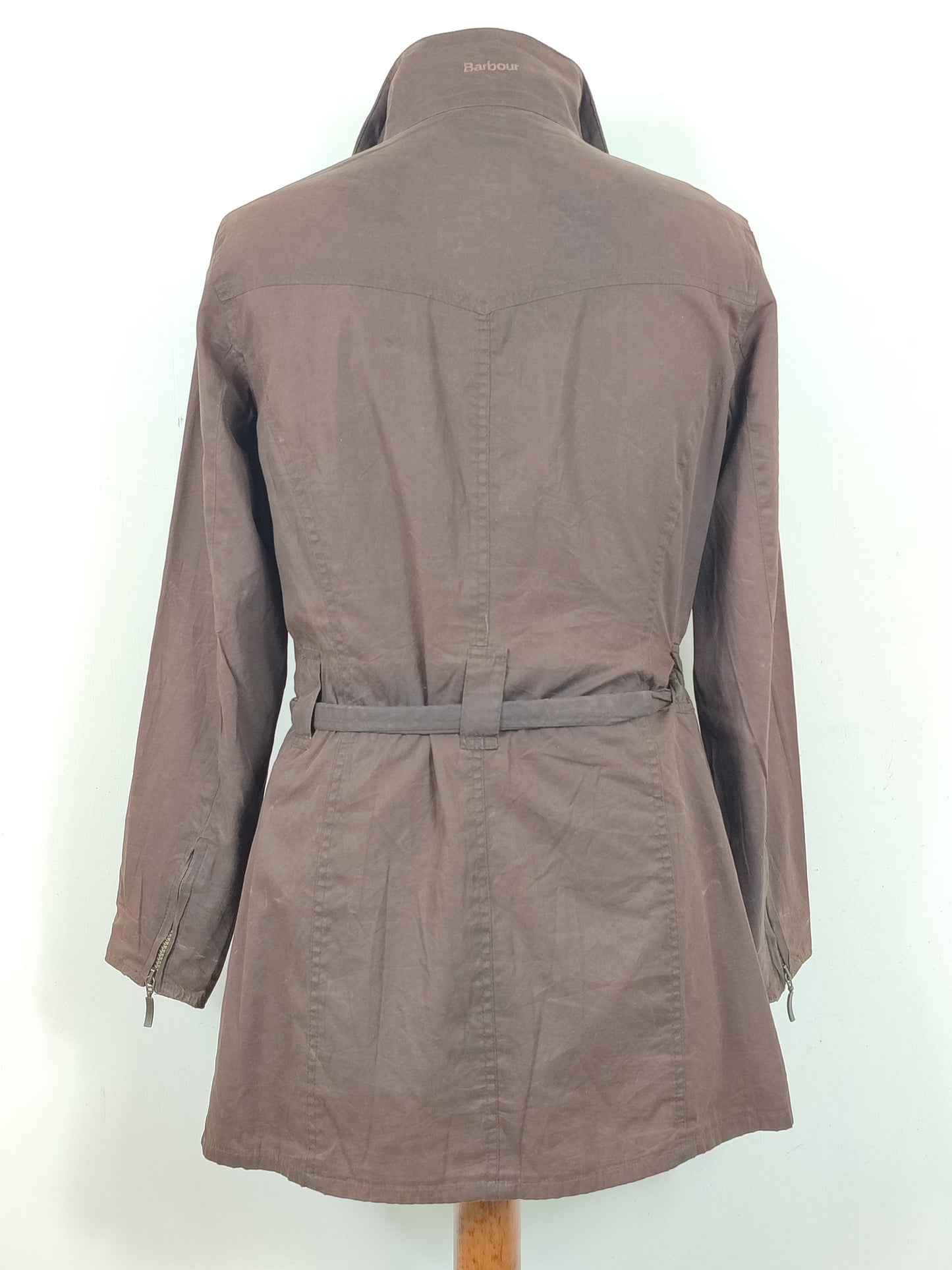 Giacca Barbour da donna marrone UK10 Small Brown Lady Wax Utility Mac  jacket Small tg.40