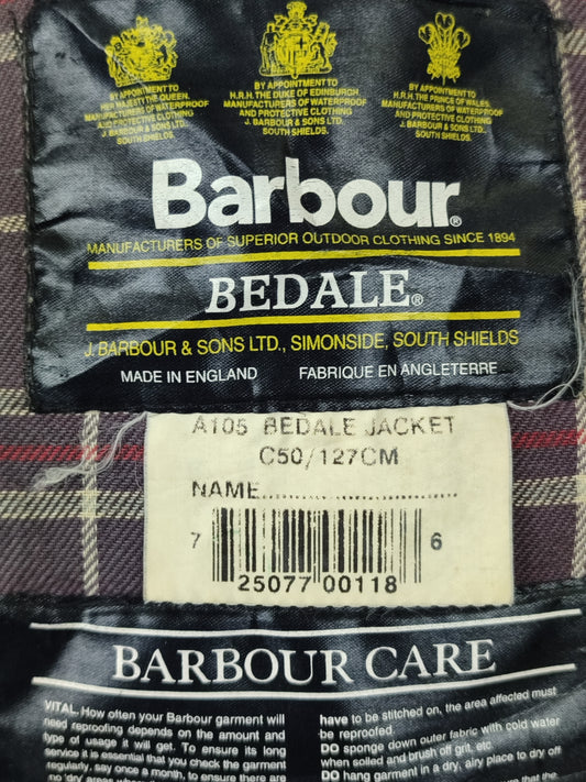 Barbour Giacca Bedale Uomo Blu Vintage C50/127 CM XXL Navy Waxed Bedale Vintage Jacket