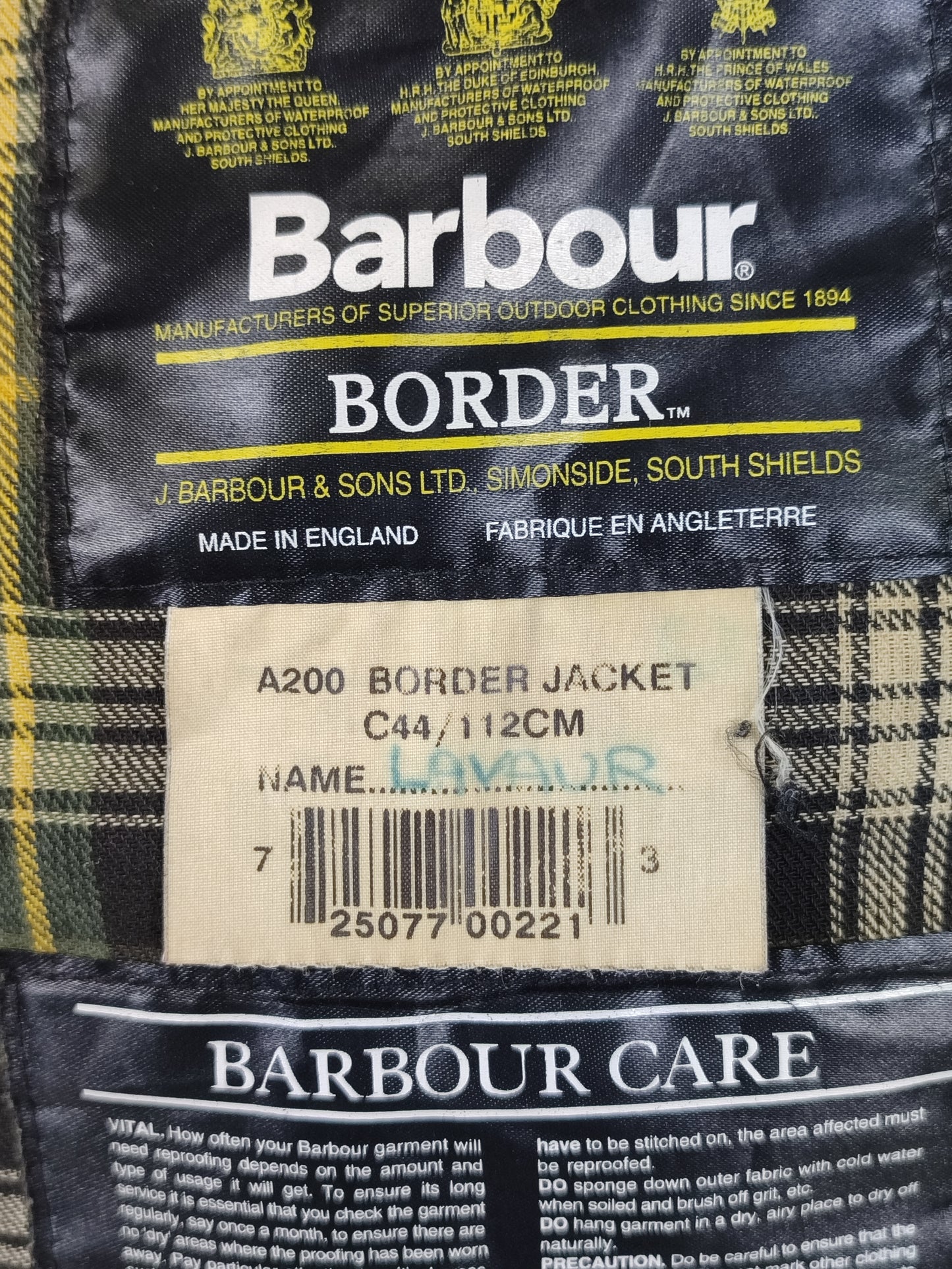 Barbour Border verde vintage cotone Cerato C44/112 cm Man Green Border Coat Size L/XL