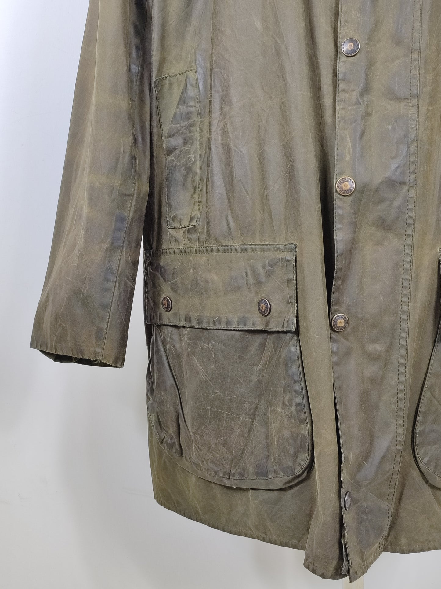 Barbour Border verde vintage cotone Cerato C44/112 cm Man Green Border Coat Size L/XL