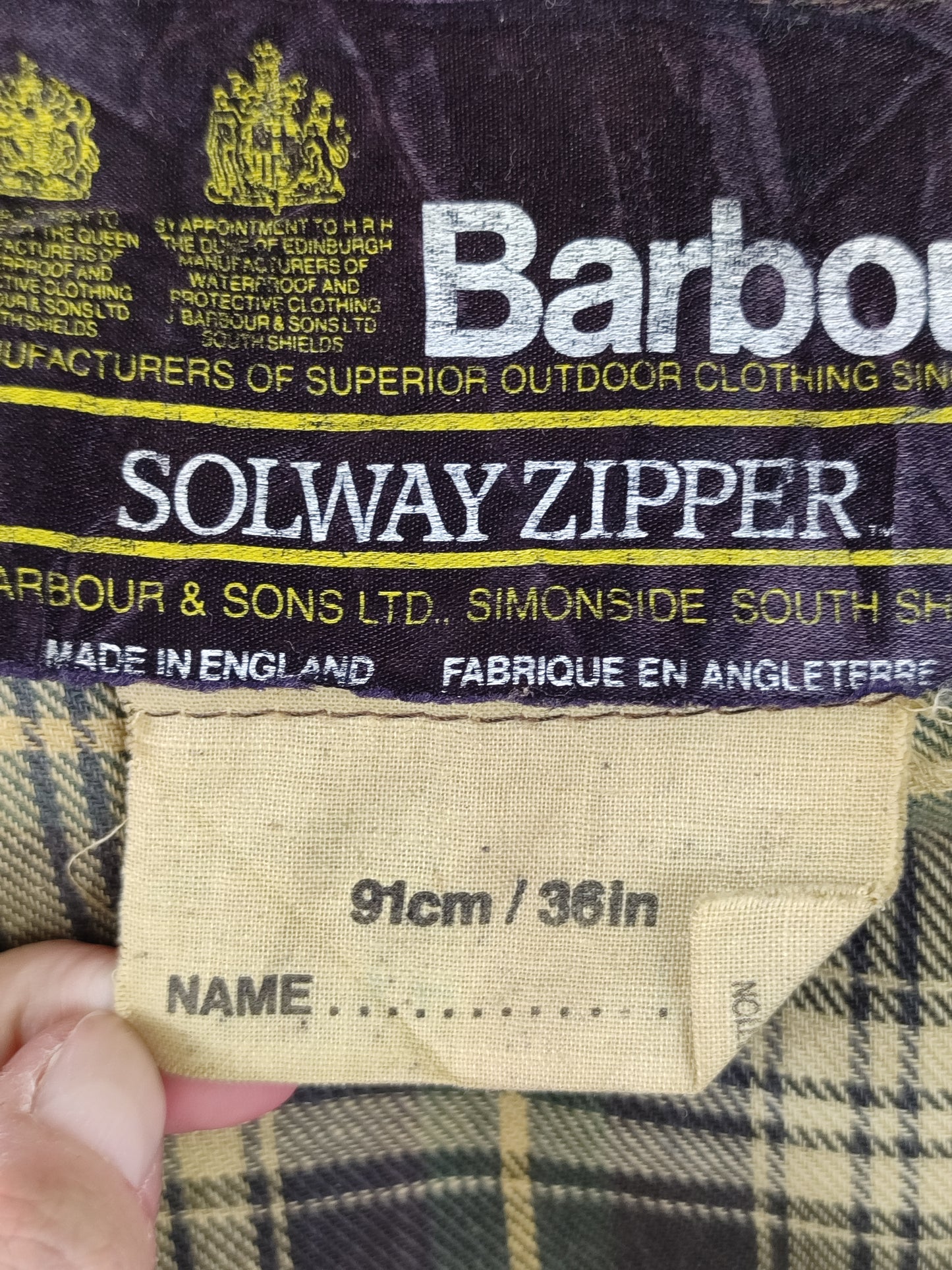 RARO Barbour Solway Zipper Cerato C36/91 cm Small Man Vintage Solway Zipper Jacket Size S