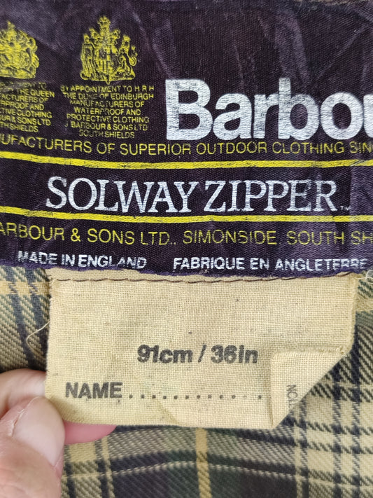 RARO Barbour Solway Zipper Cerato C36/91 cm Small Man Vintage Solway Zipper Jacket Size S