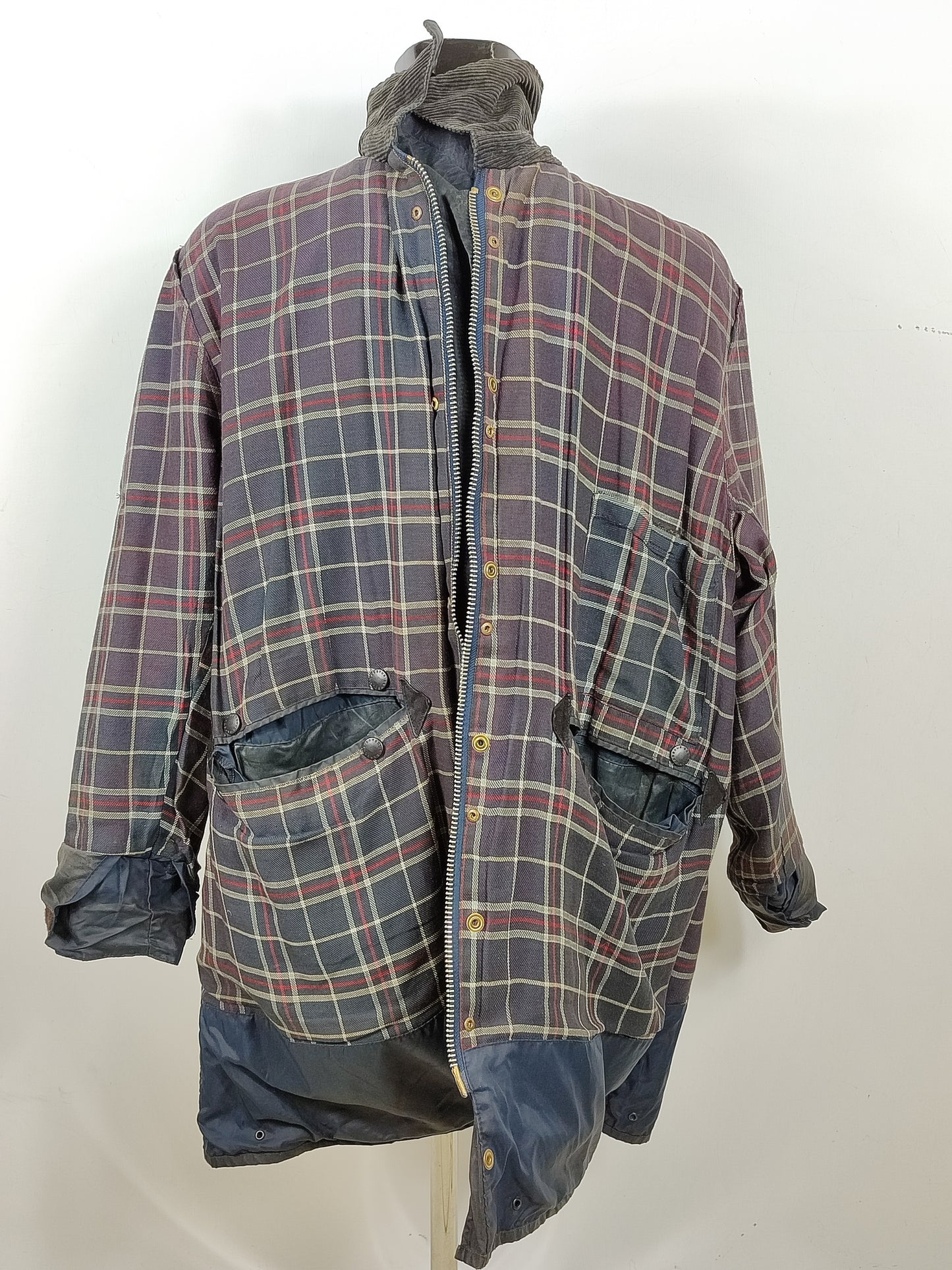 Giacca Barbour Border blu Vintage Cerata C46/117 cm - Navy wax border coat C46 size XL