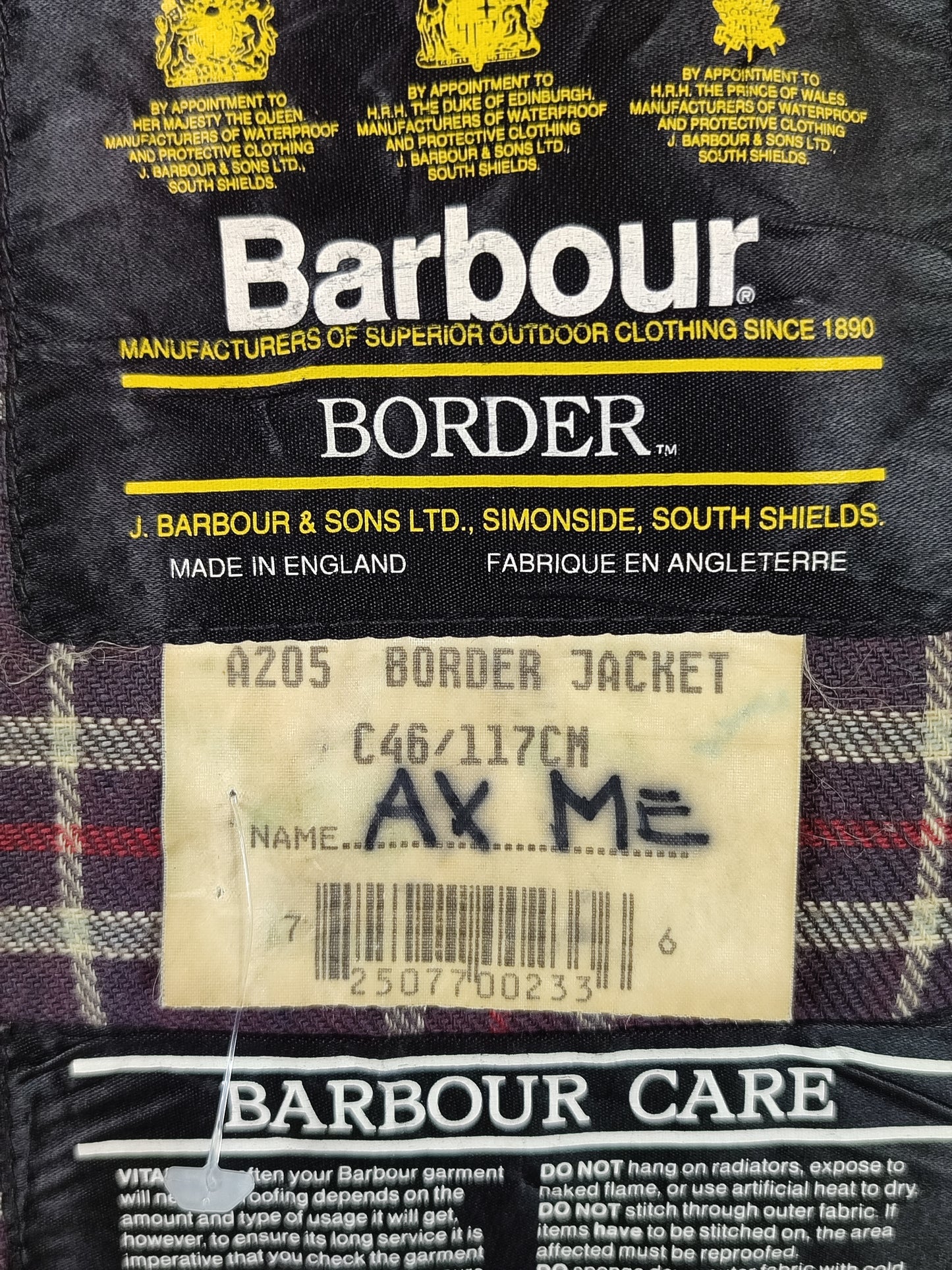 Giacca Barbour Border blu Vintage Cerata C46/117 cm - Navy wax border coat C46 size XL