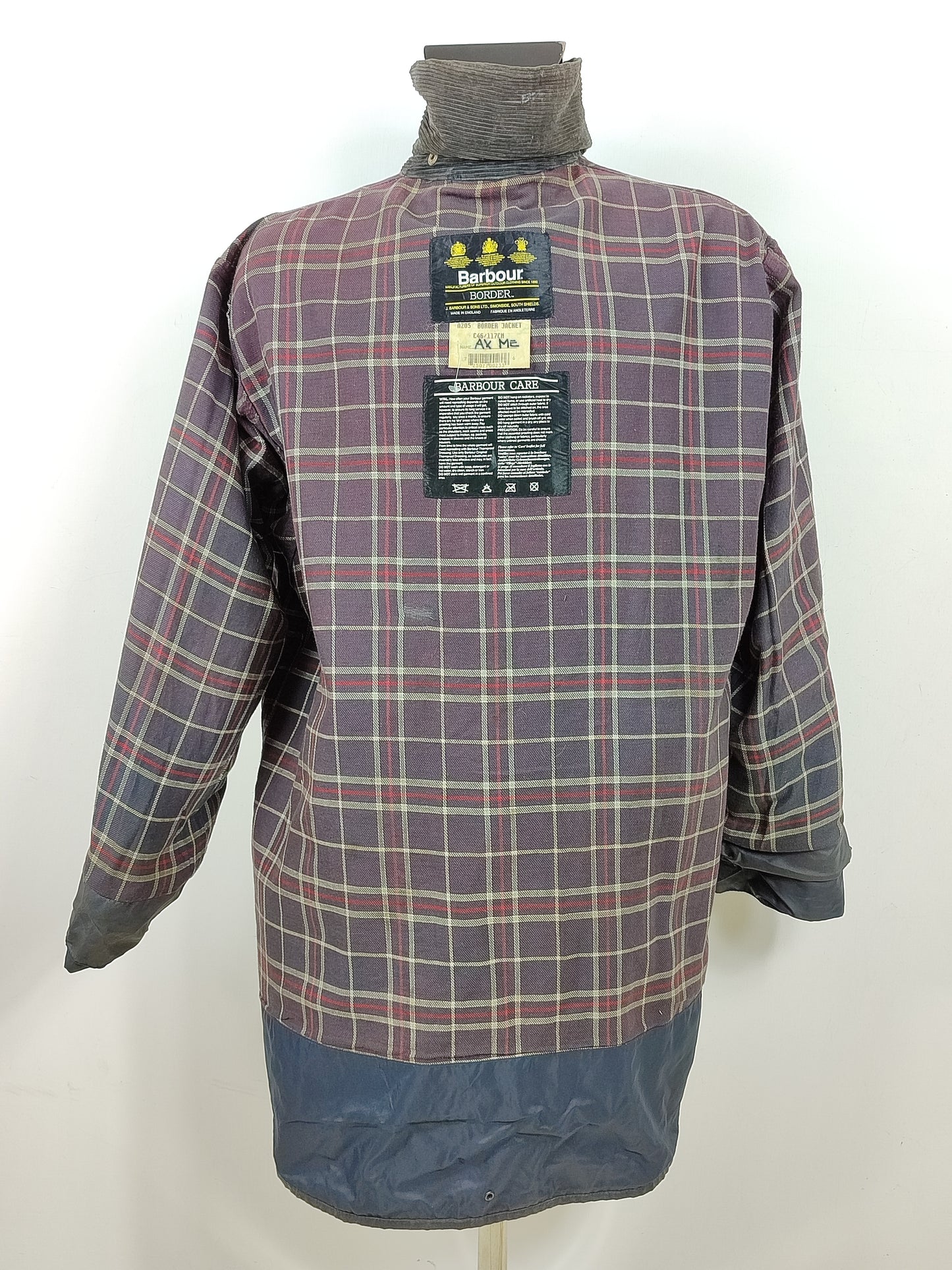 Giacca Barbour Border blu Vintage Cerata C46/117 cm - Navy wax border coat C46 size XL