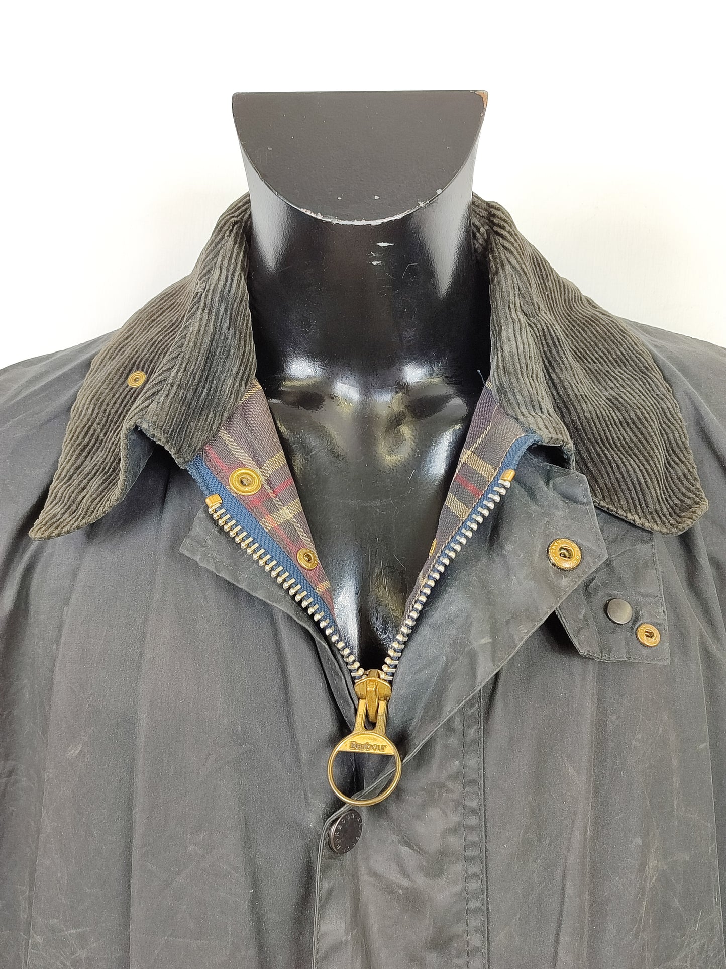 Giacca Barbour Border blu Vintage Cerata C46/117 cm - Navy wax border coat C46 size XL