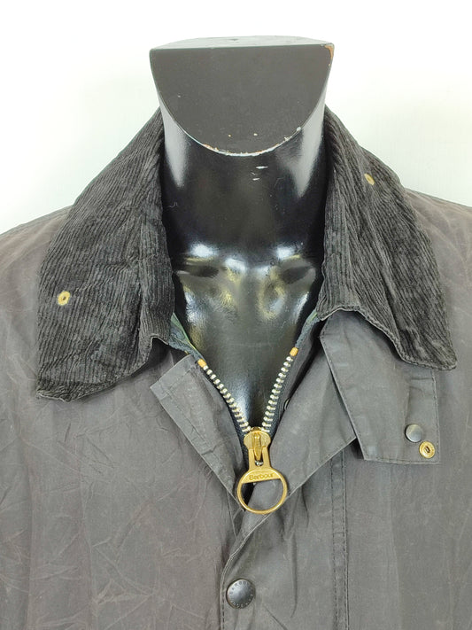 RARO Giacca Barbour Border Nero C58/147 cm XL - SAMPLE Black Wax Border Coat Size c58