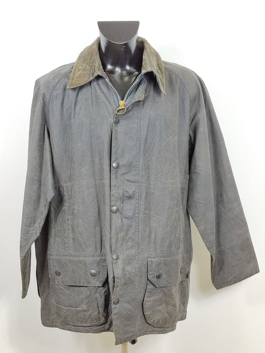 Barbour Giacca Beaufort blu vintage C48/122 cm Man Navy waxed Beaufort Jacket size XL