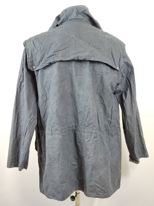 RARO Barbour Durham blu unlined con cappuccio C42/107 cm Navy Hooded waxed Durham Large