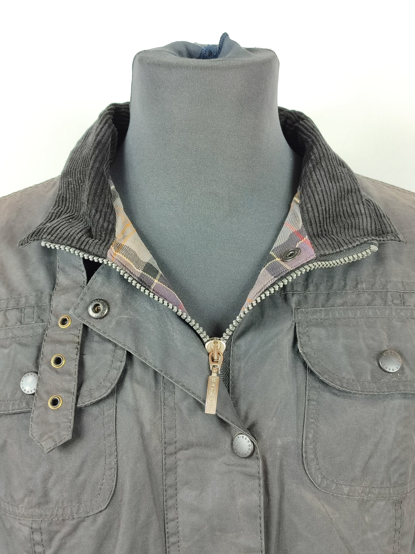 Giacca Barbour Unisex con cintura nera utility mac UK18 tg.48 - Black Waxed Utility Mac Jacket UK18