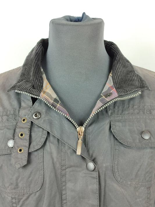 Giacca Barbour Unisex con cintura nera utility mac UK18 tg.48 - Black Waxed Utility Mac Jacket UK18