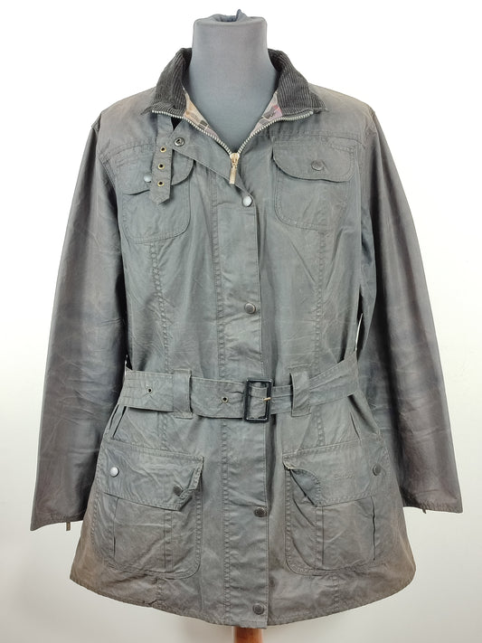 Giacca Barbour Unisex con cintura nera utility mac UK18 tg.48 - Black Waxed Utility Mac Jacket UK18