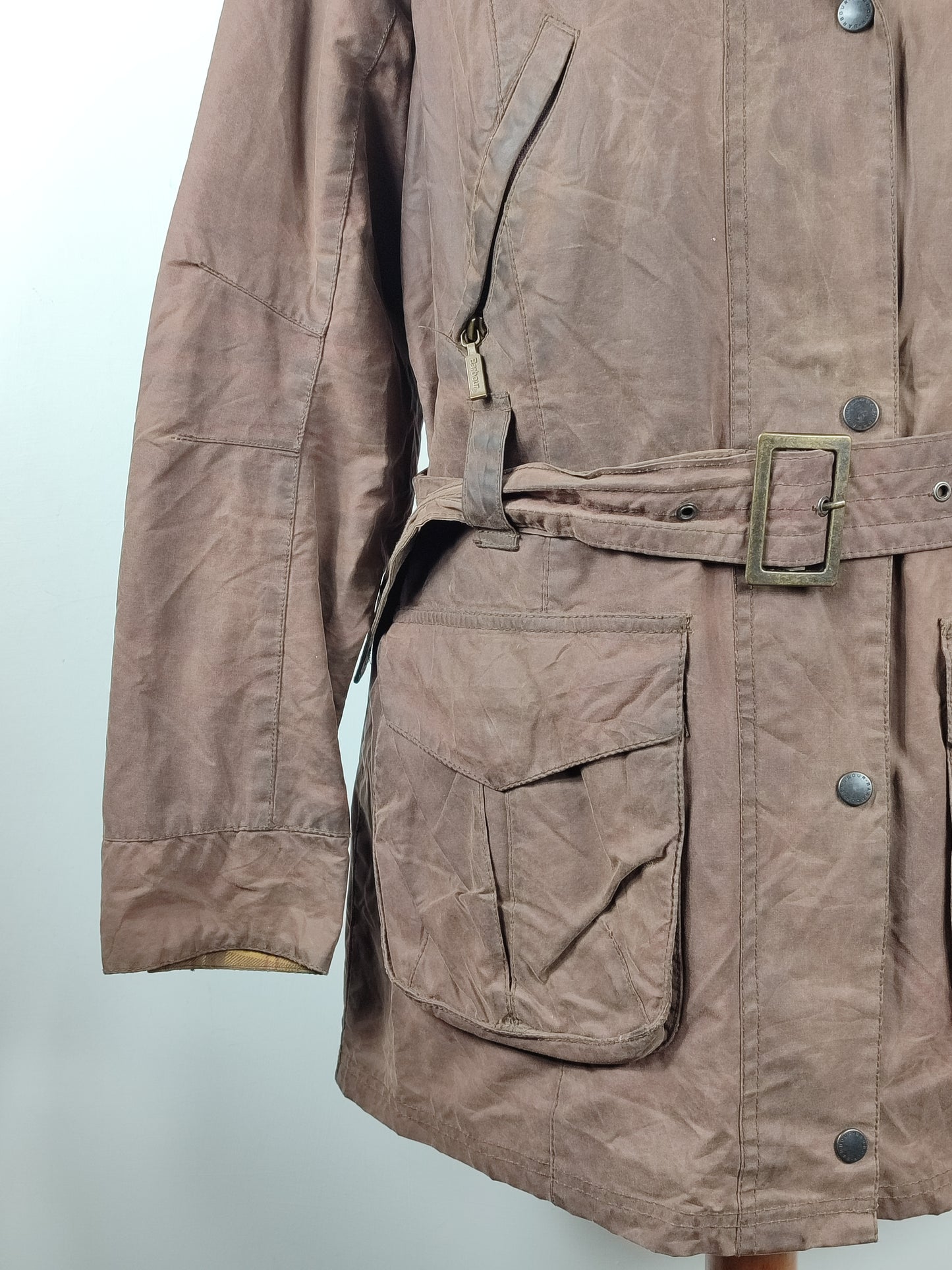 Giacca Barbour cerata marrone Rebel UK16 tg. 44/46 Brown Wax Rebel jacket size uk16