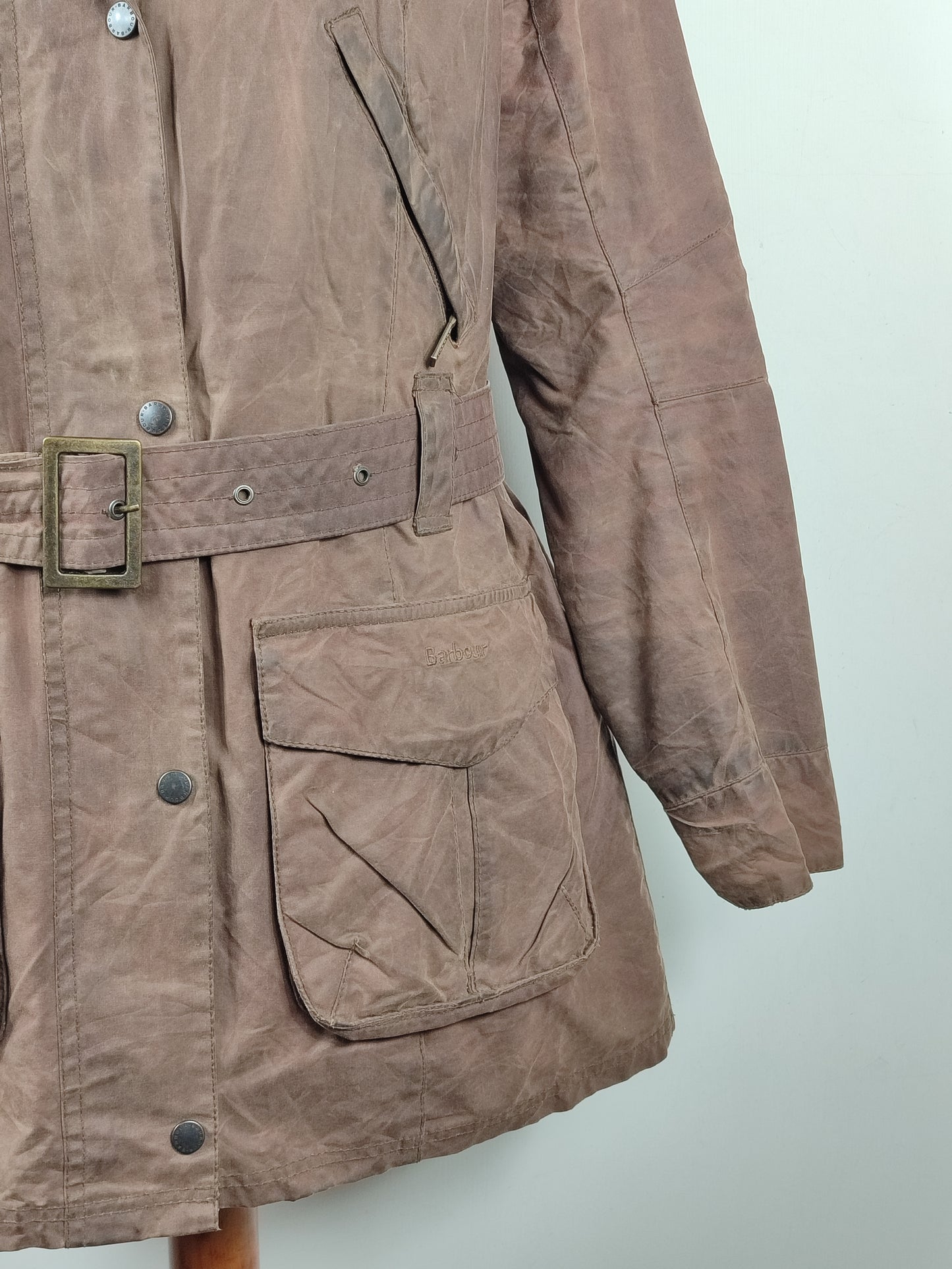 Giacca Barbour cerata marrone Rebel UK16 tg. 44/46 Brown Wax Rebel jacket size uk16