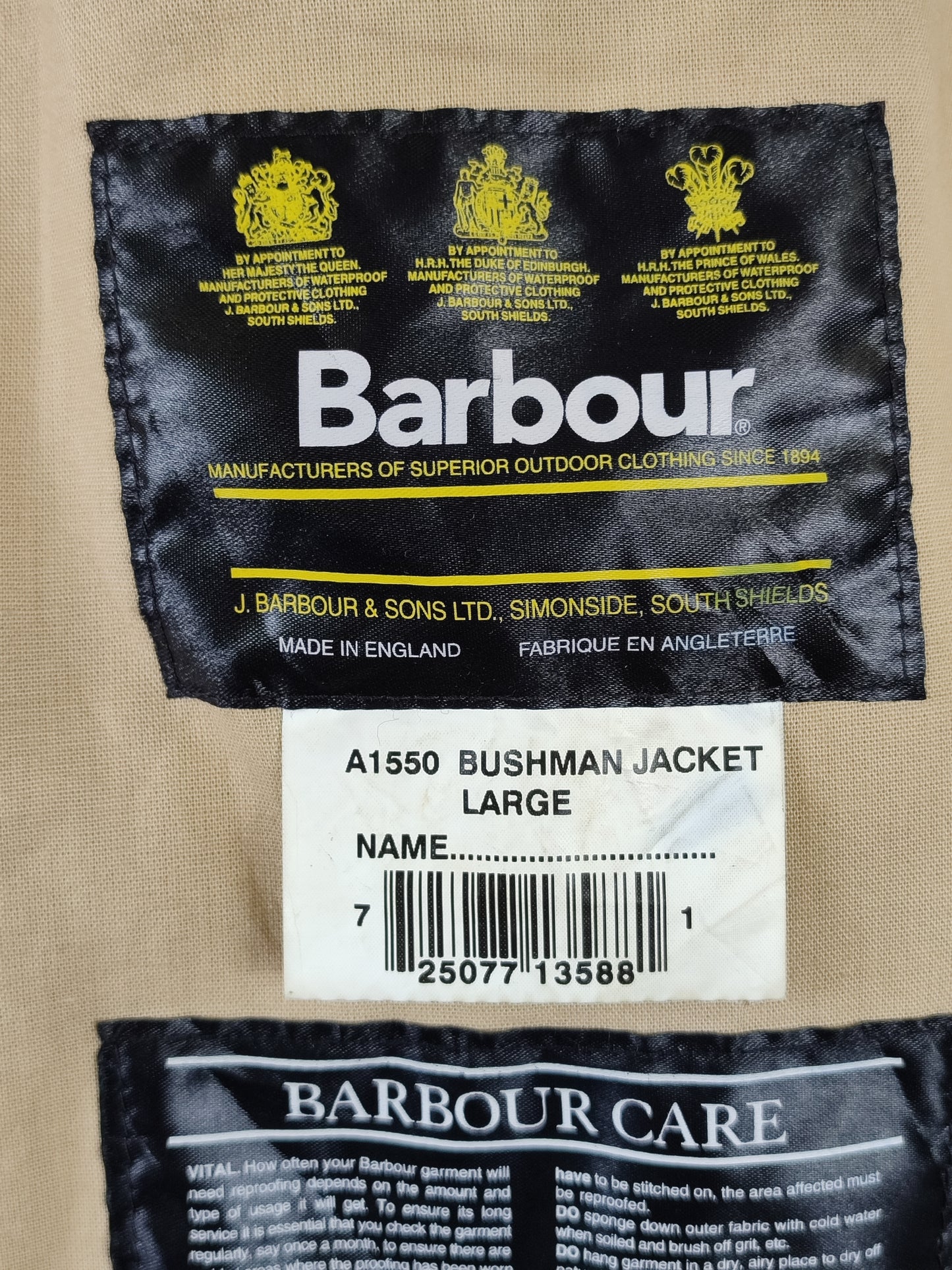 Barbour Giacca Uomo Bushman Marrone Large- Man Wax Brown Bushman Jacket Size Large