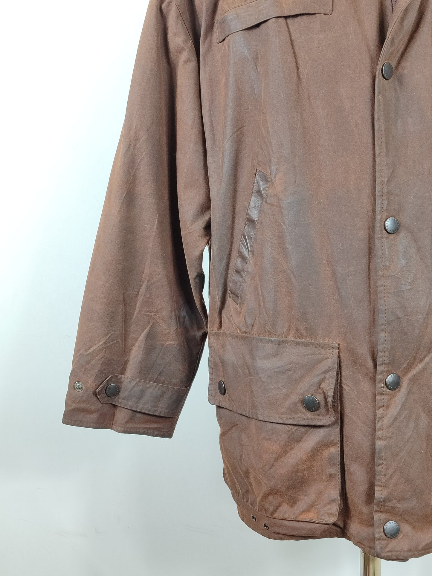 Barbour Giacca Uomo Bushman Marrone Large- Man Wax Brown Bushman Jacket Size Large