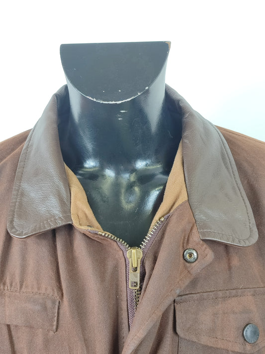 Barbour Giacca Uomo Bushman Marrone Large- Man Wax Brown Bushman Jacket Size Large