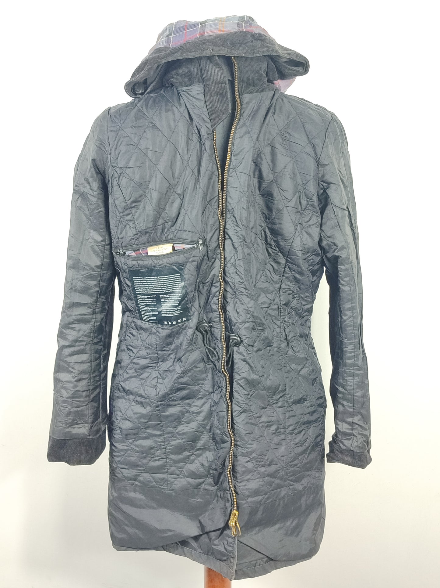 Parka Barbour International da donna cerato nero Uk14 - Lady Waxed Jacket with hood Medium