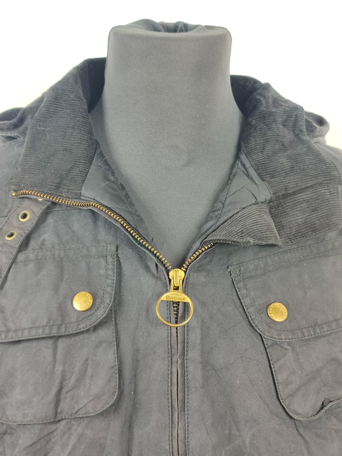 Parka Barbour International da donna cerato nero Uk14 - Lady Waxed Jacket with hood Medium