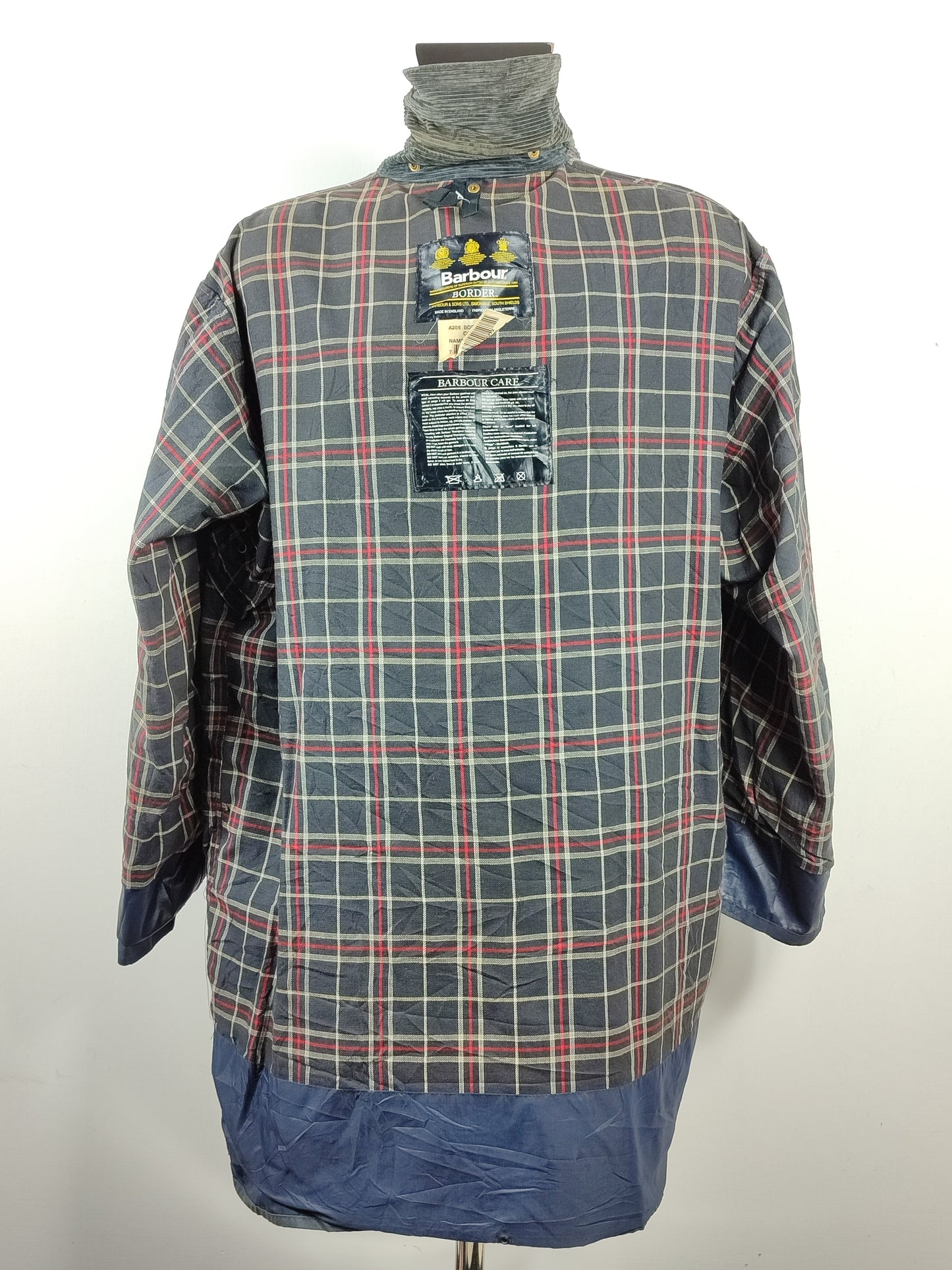 Barbour Giacca Border blu Vintage Uomo Cerata C50/127 cm -Navy wax Border coat size XXL