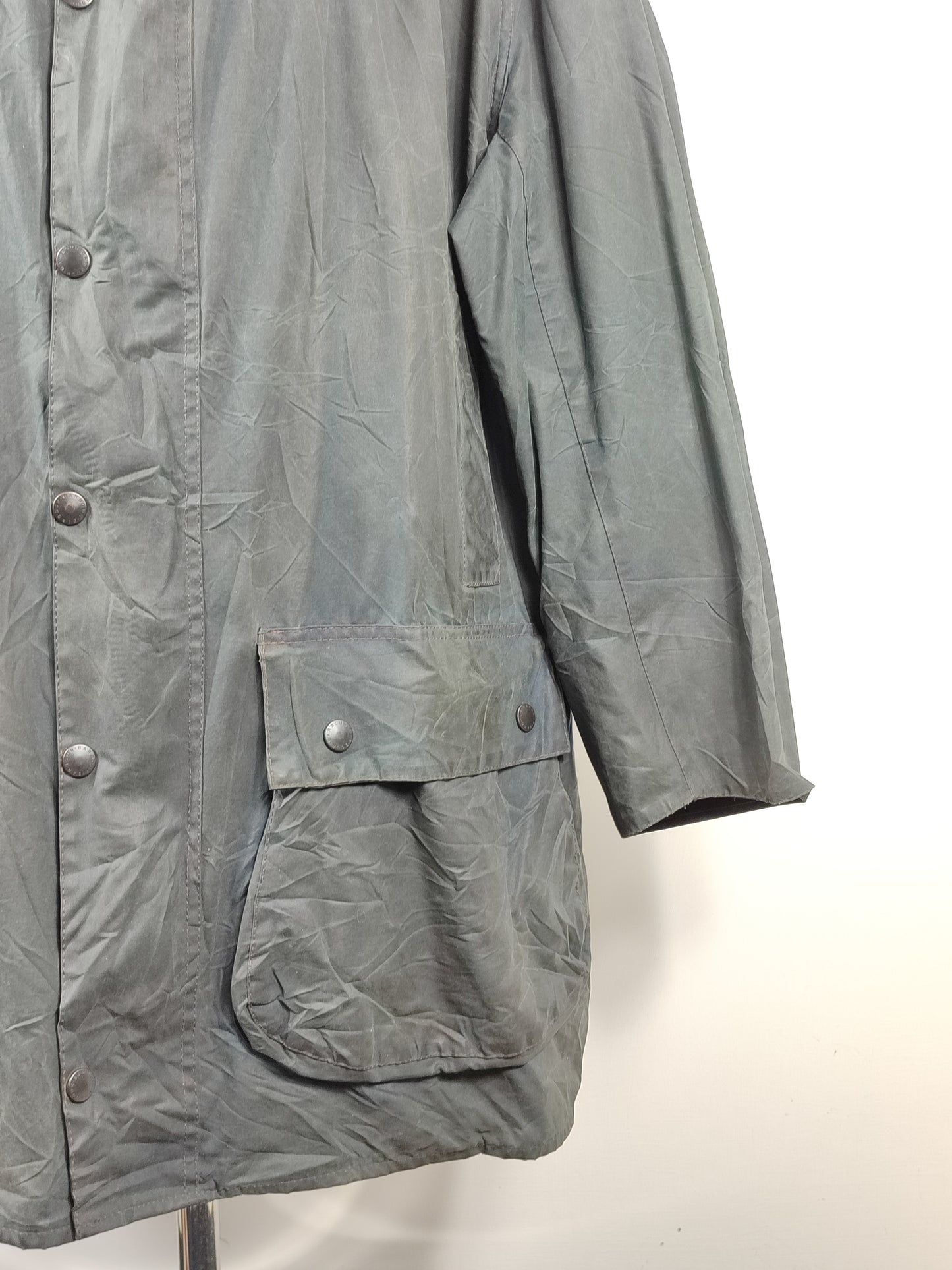 Barbour Giacca Border blu Vintage Uomo Cerata C50/127 cm -Navy wax Border coat size XXL