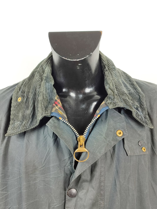 Barbour Giacca Border blu Vintage Uomo Cerata C50/127 cm -Navy wax Border coat size XXL