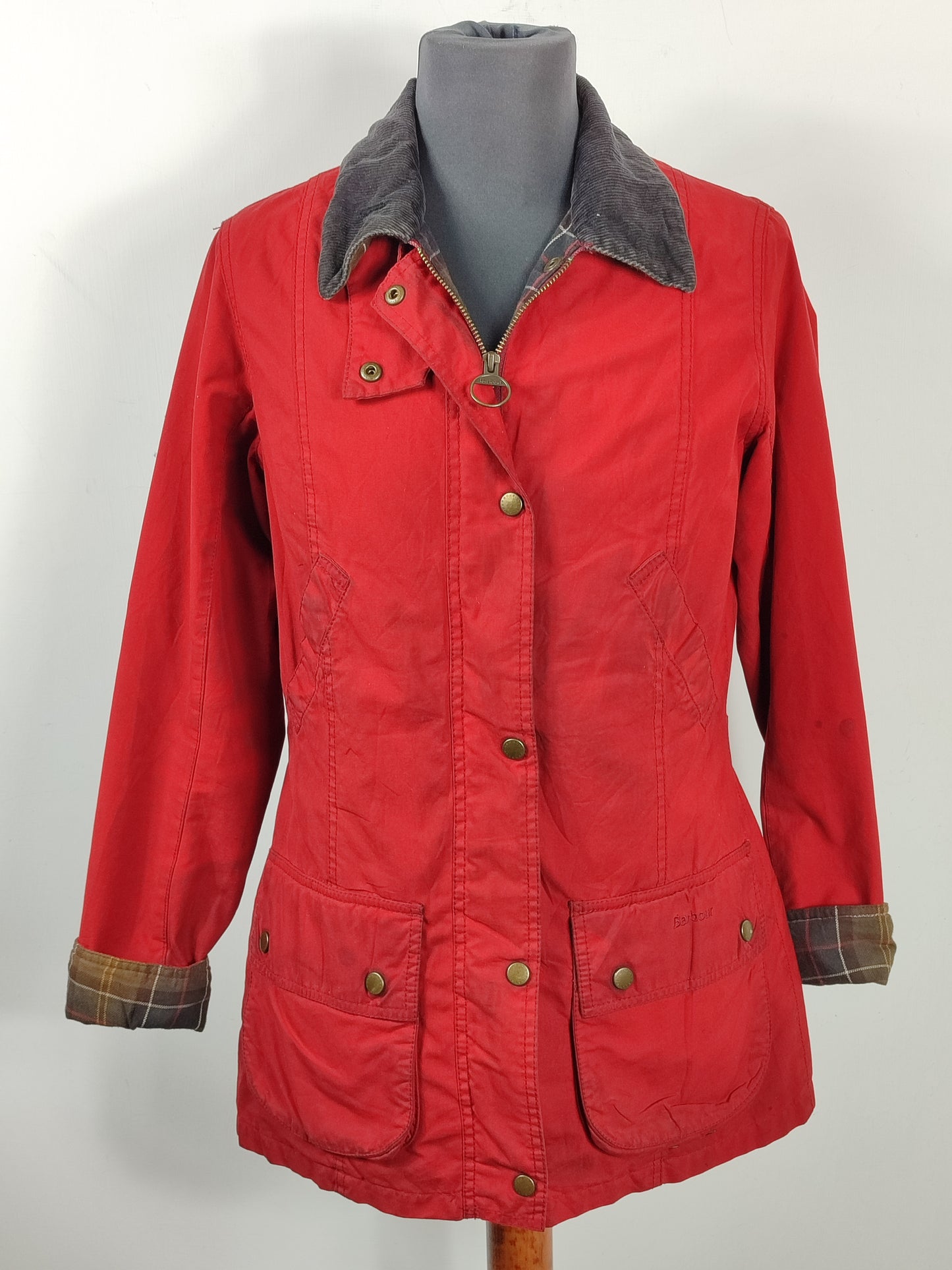 Giacca Barbour donna rosso Vintage Beadnell Uk 12 Medium-Lady Red Vintage Beadnell M